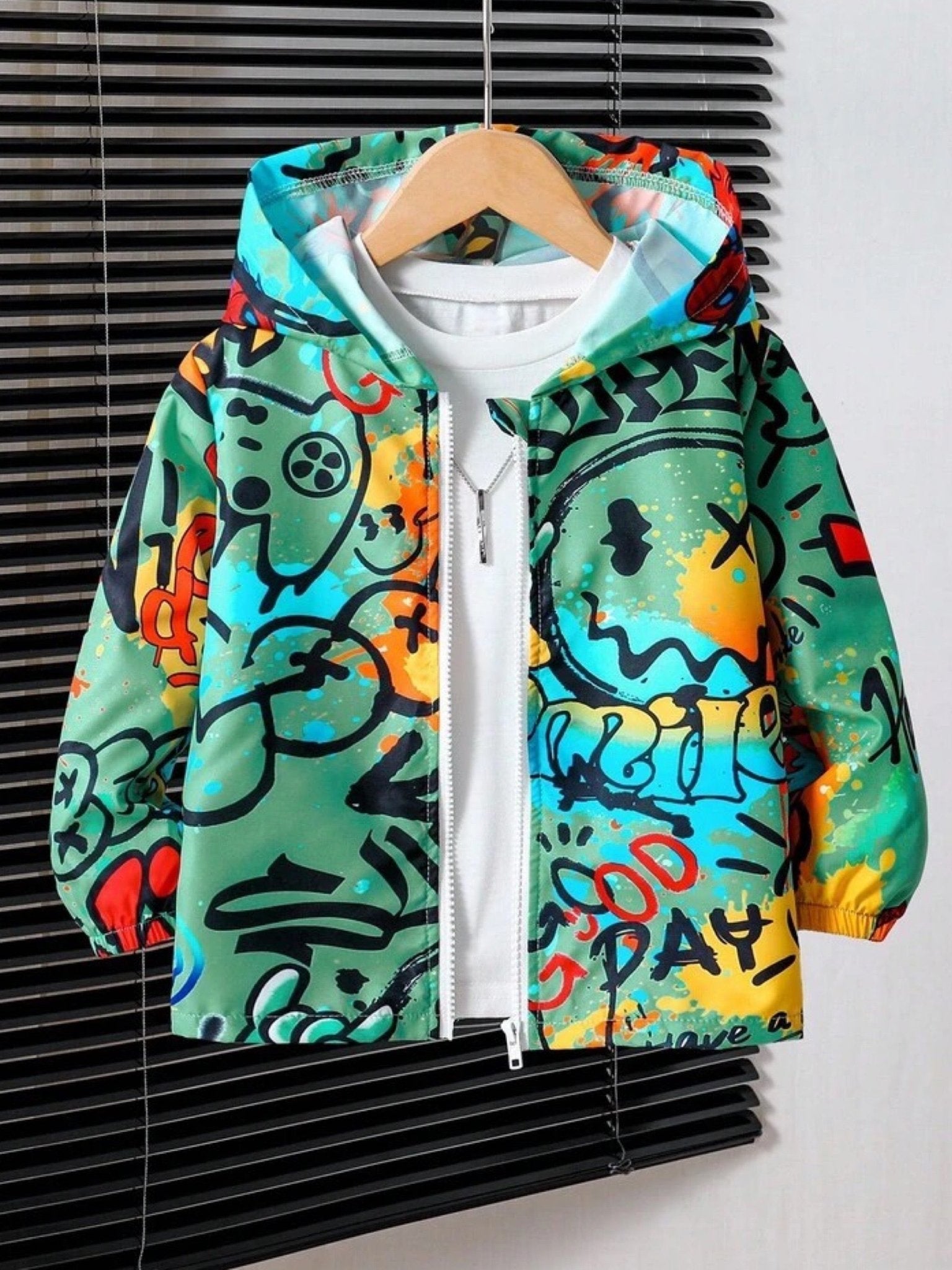 Babies hooded jacket graffiti printed zipper Legacy Boutiques Legacy Boutiques