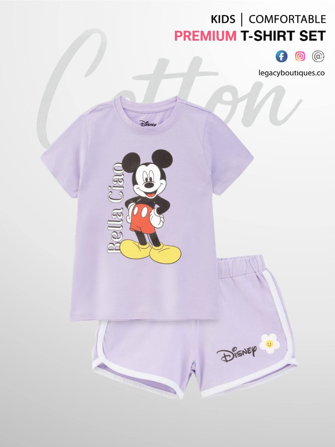 Baby Boys and Girls Micky Mouse Bella Ciao Printed Kids Tshirt Set Legacy Boutiques Legacy Boutiques