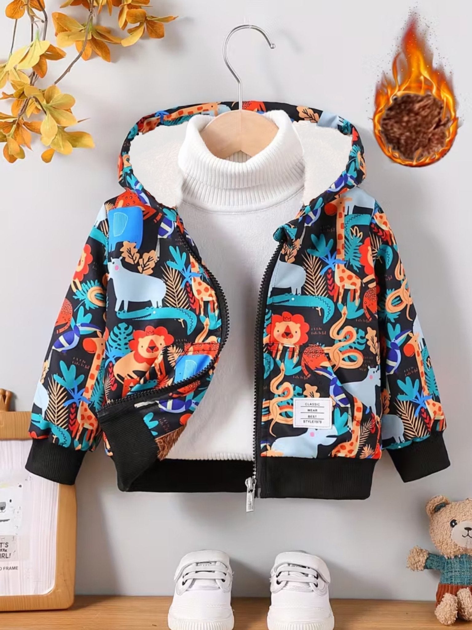 baby hooded zipper jacket cartoon animal print Legacy Boutiques Legacy Boutiques