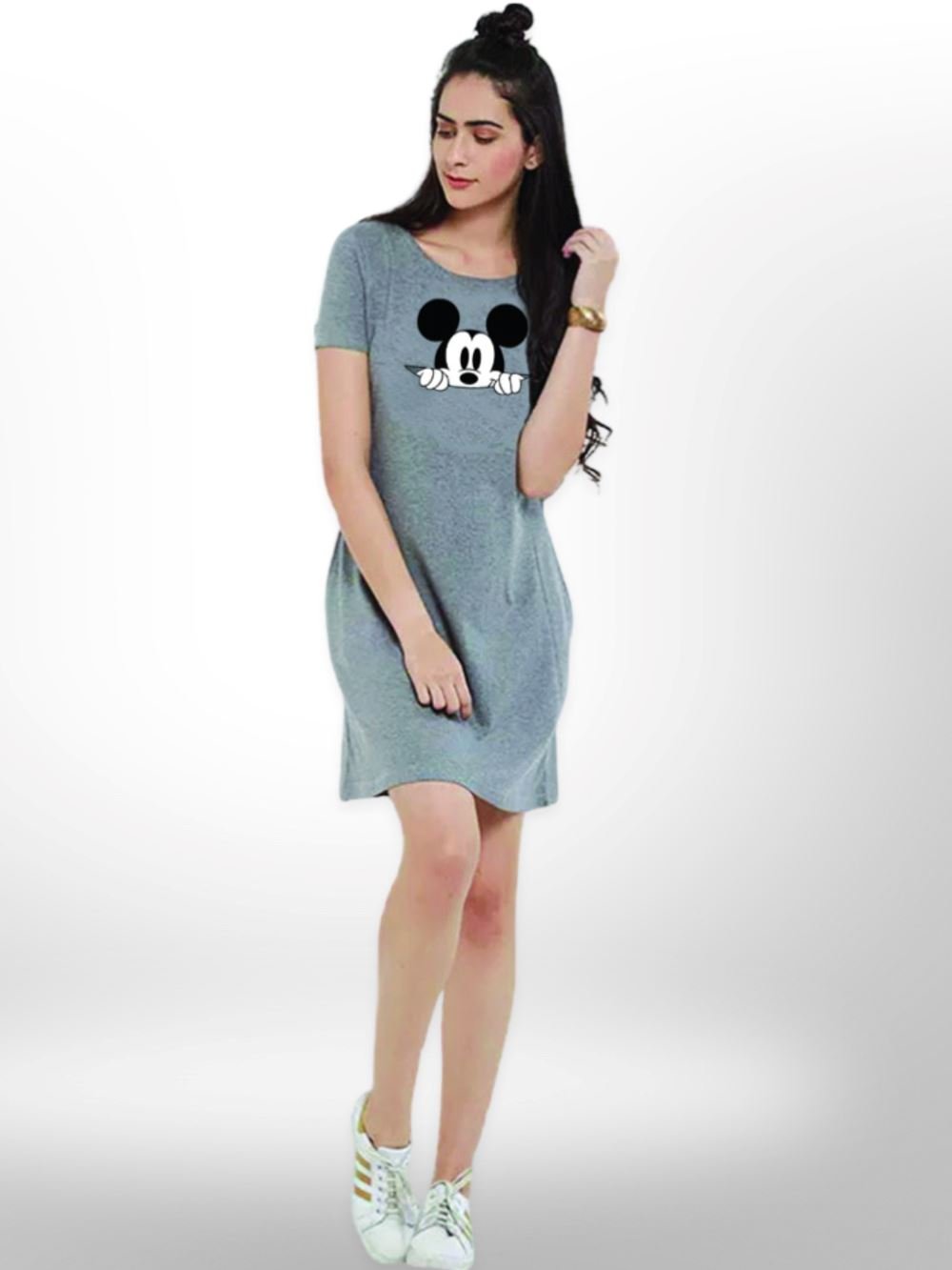 Baby Mickey Printed Long T-shirt For Women&