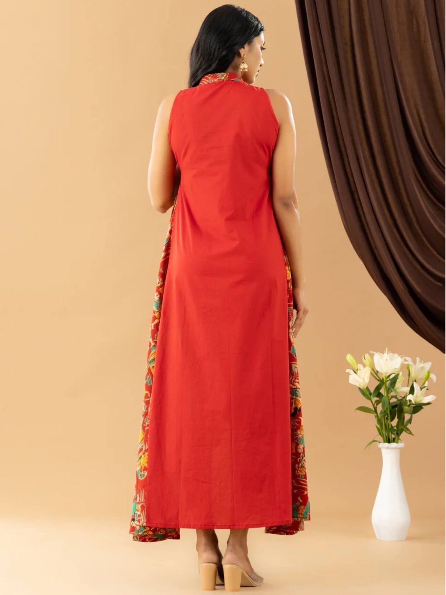 Bahaar red kalamkari asymmetrical dress Legacy Boutiques Legacy Boutiques