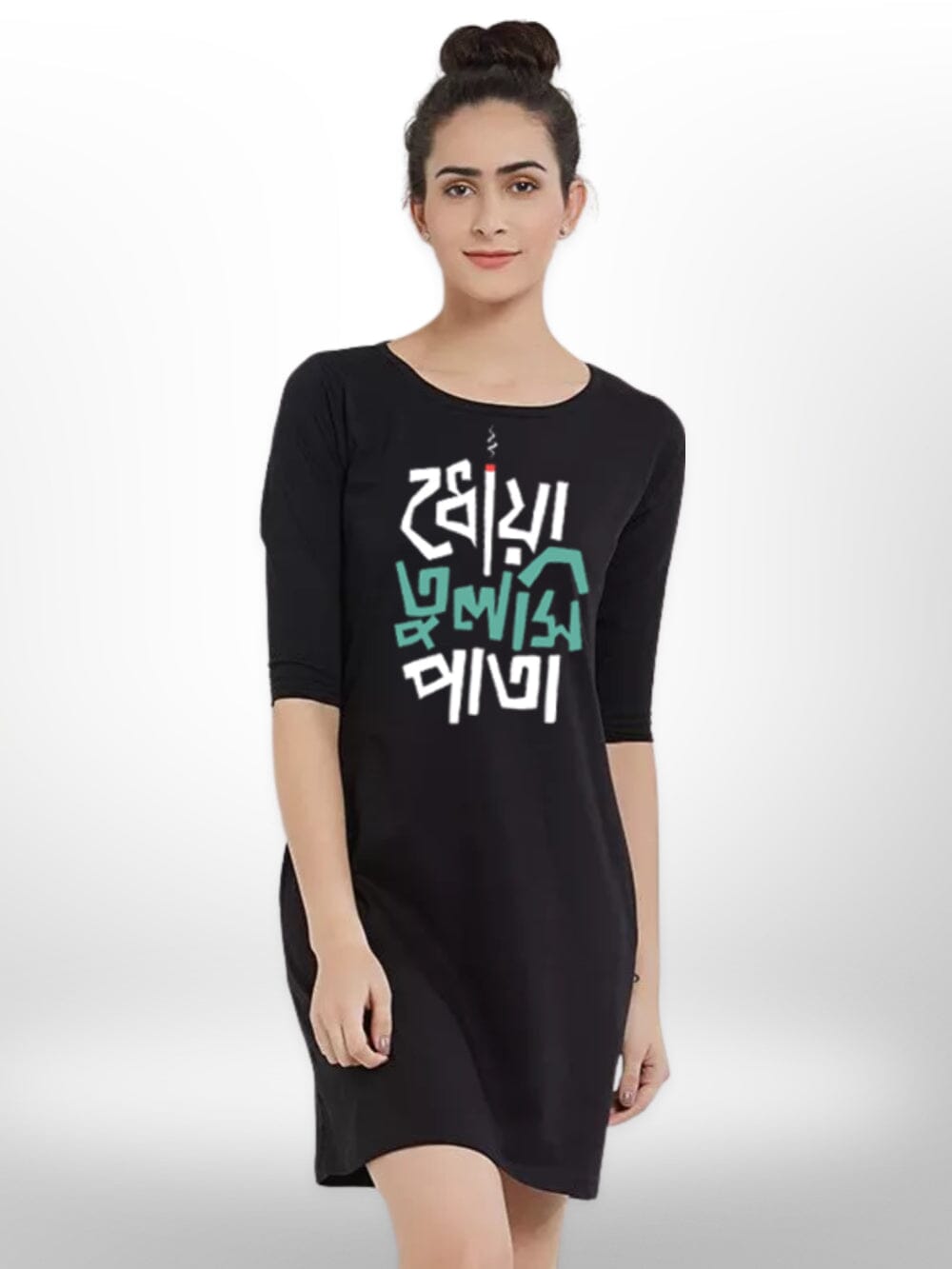 BANGOLI PRINTED THREE QUARTER SLEEVE T - SHIRT SIDE POCKET FOR WOMEN&