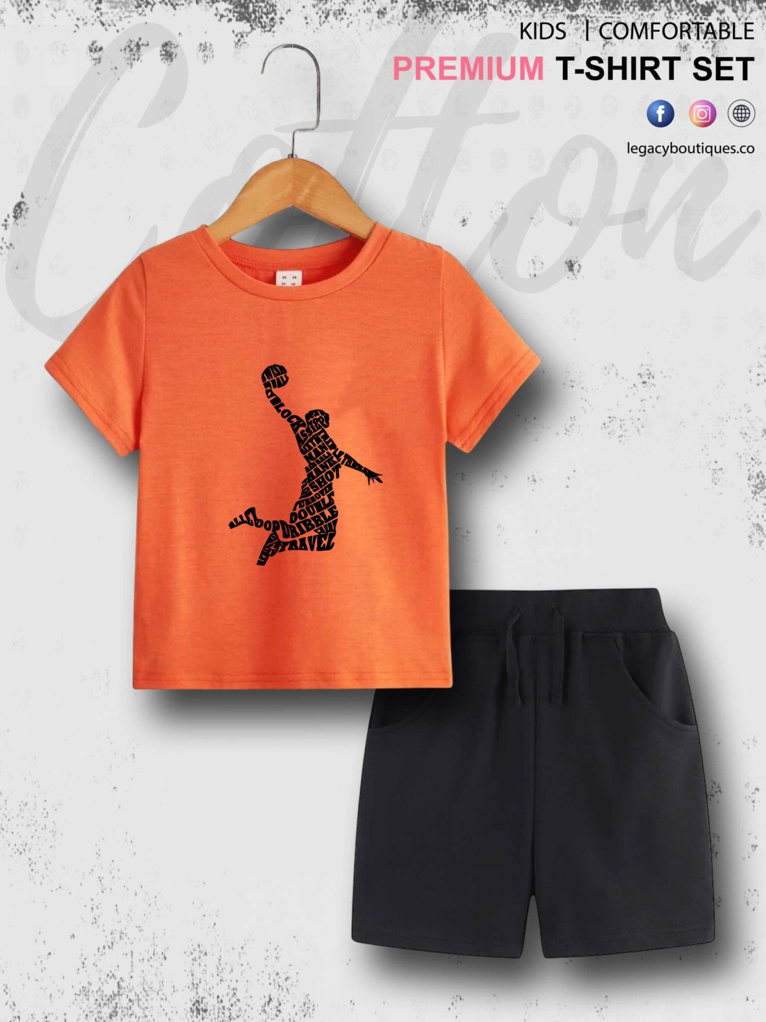Basketball Sports Printed 6 Month To 6 Year Kids T-Shirt Set Legacy Boutiques Legacy Boutiques