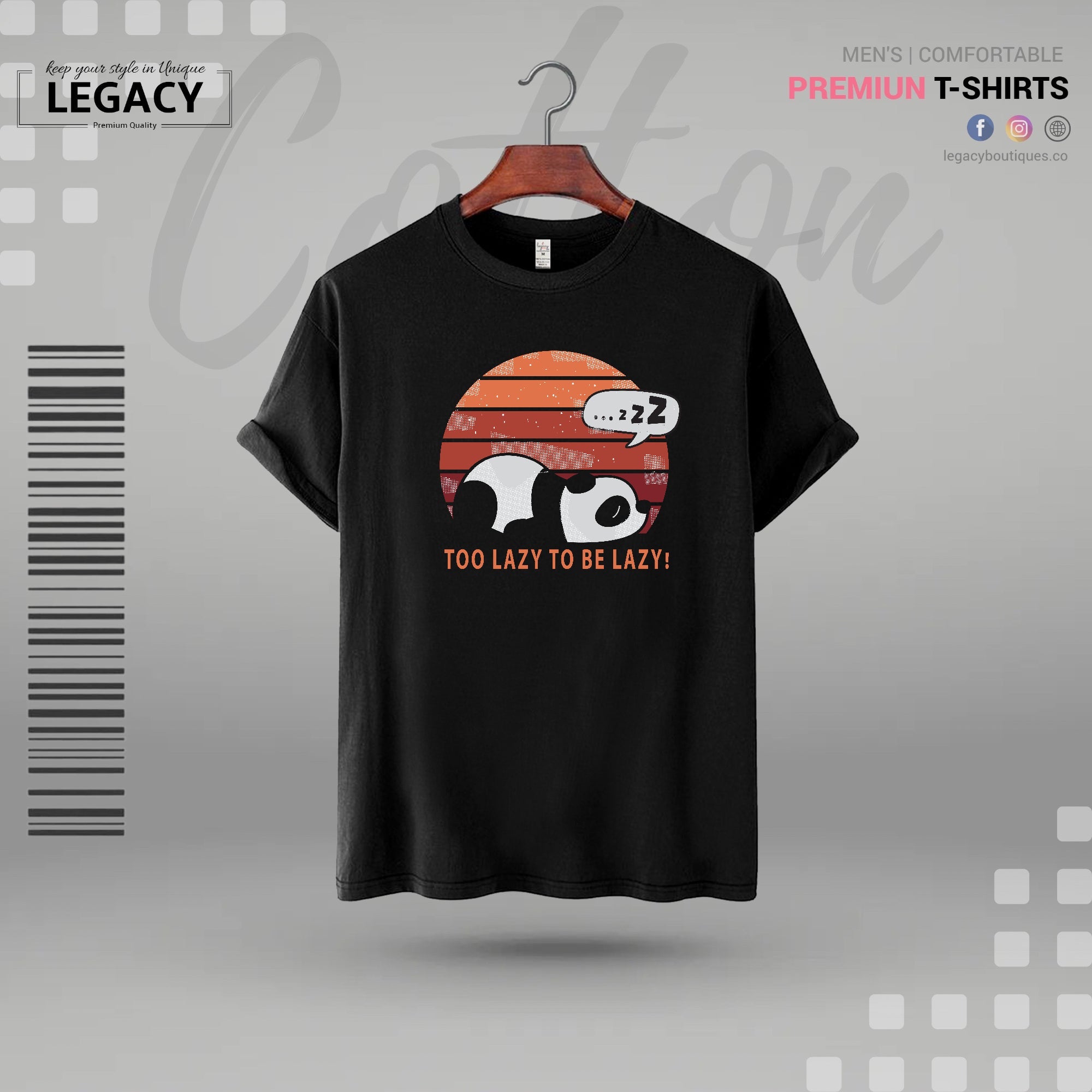 Be Lazy Mens Premium Designer T Shirt Legacy Boutiques Legacy Boutiques