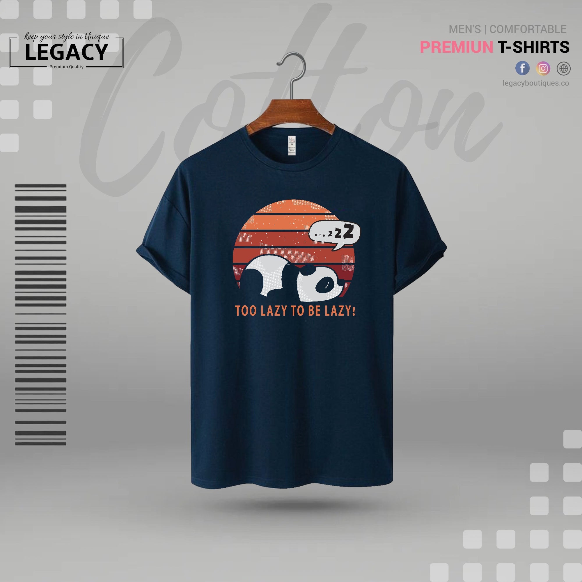Be Lazy Mens Premium Designer T Shirt Legacy Boutiques Legacy Boutiques
