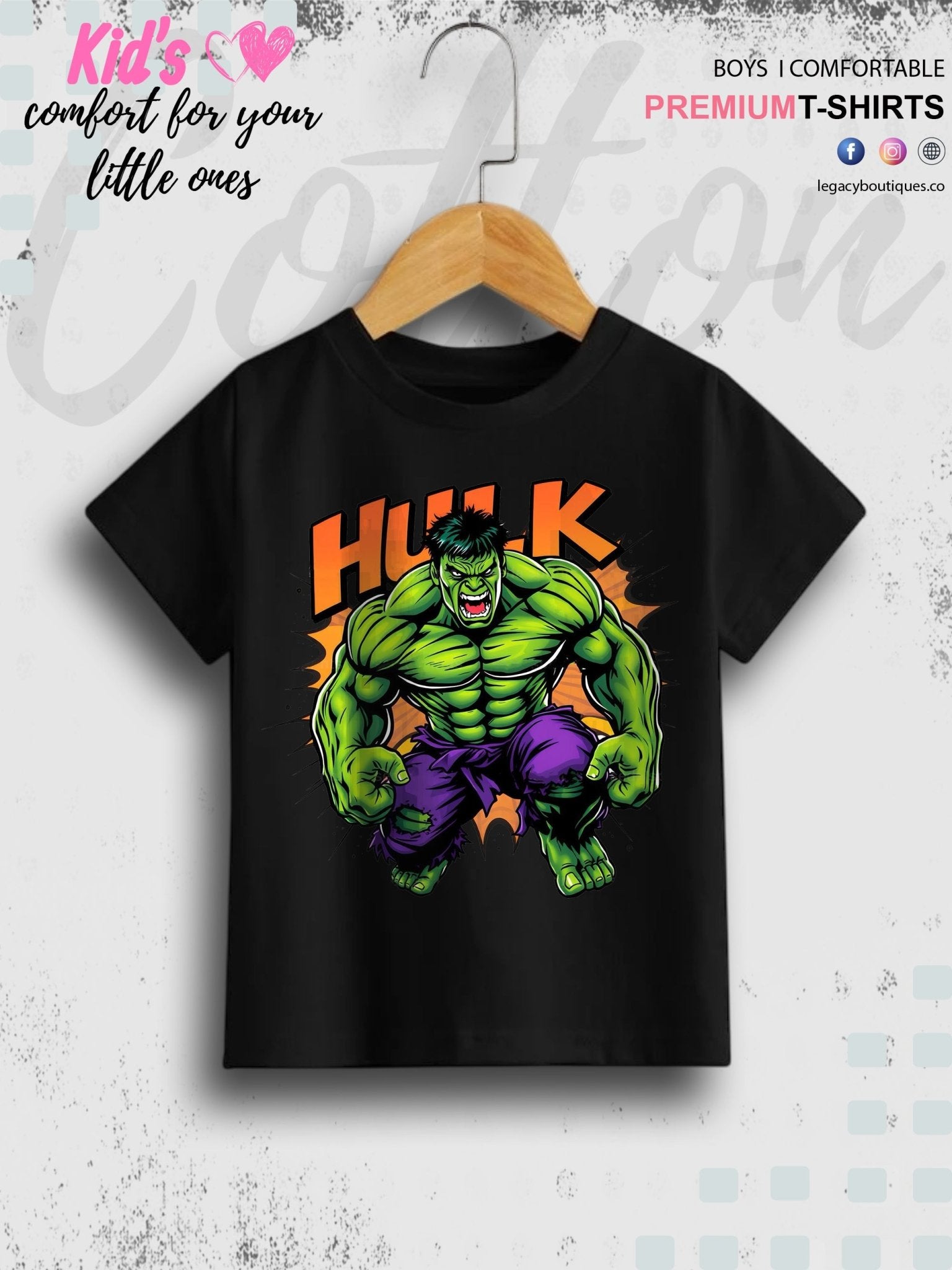 Boys Hulk Printed Pure Cotton T-shirt Legacy Boutiques Legacy Boutiques