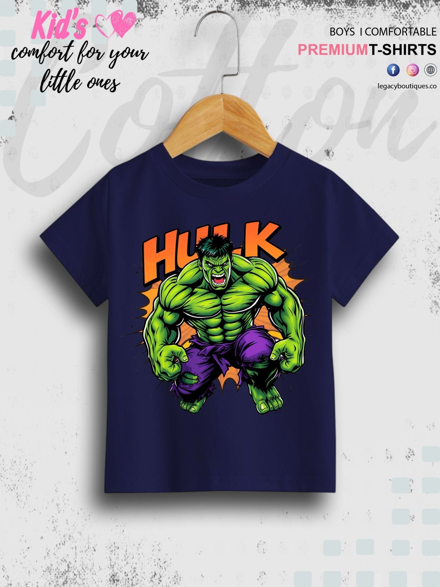 Boys Hulk Printed Pure Cotton T-shirt Legacy Boutiques Legacy Boutiques
