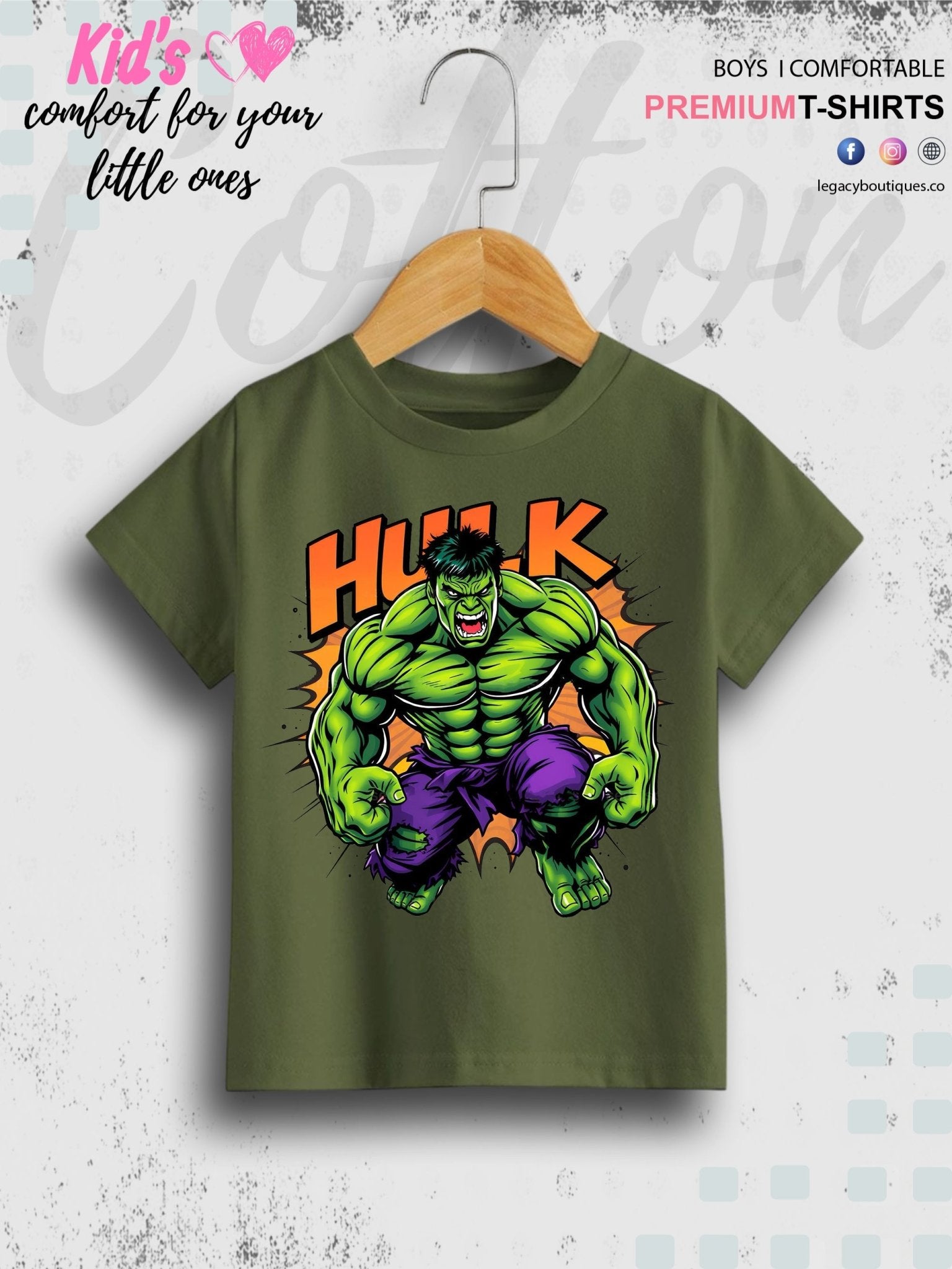 Boys Hulk Printed Pure Cotton T-shirt Legacy Boutiques Legacy Boutiques