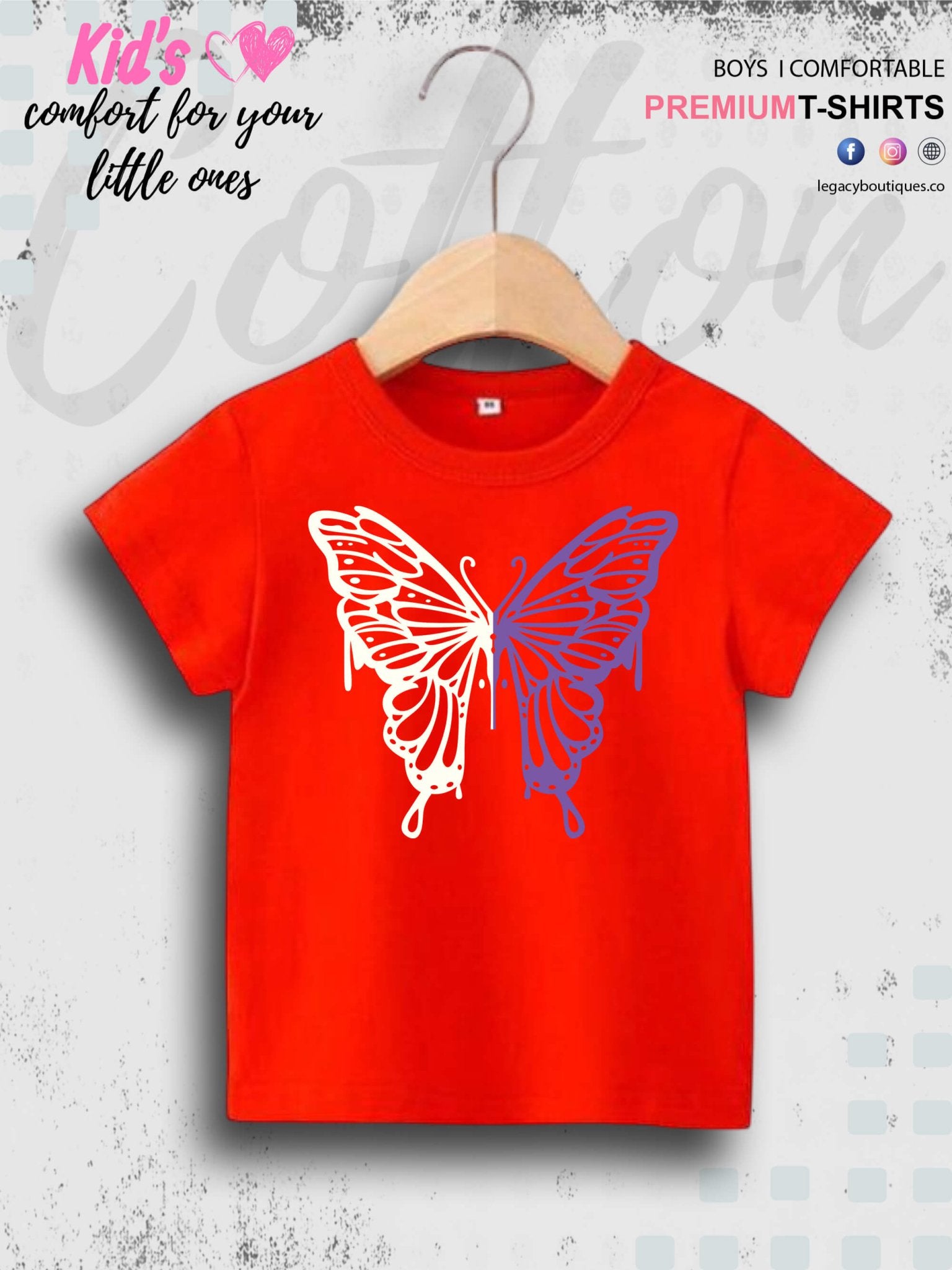 Butterfly Printed Kids Short Sleeve Girls T-Shirt In Lowest Price Only In BD Legacy Boutiques Legacy Boutiques