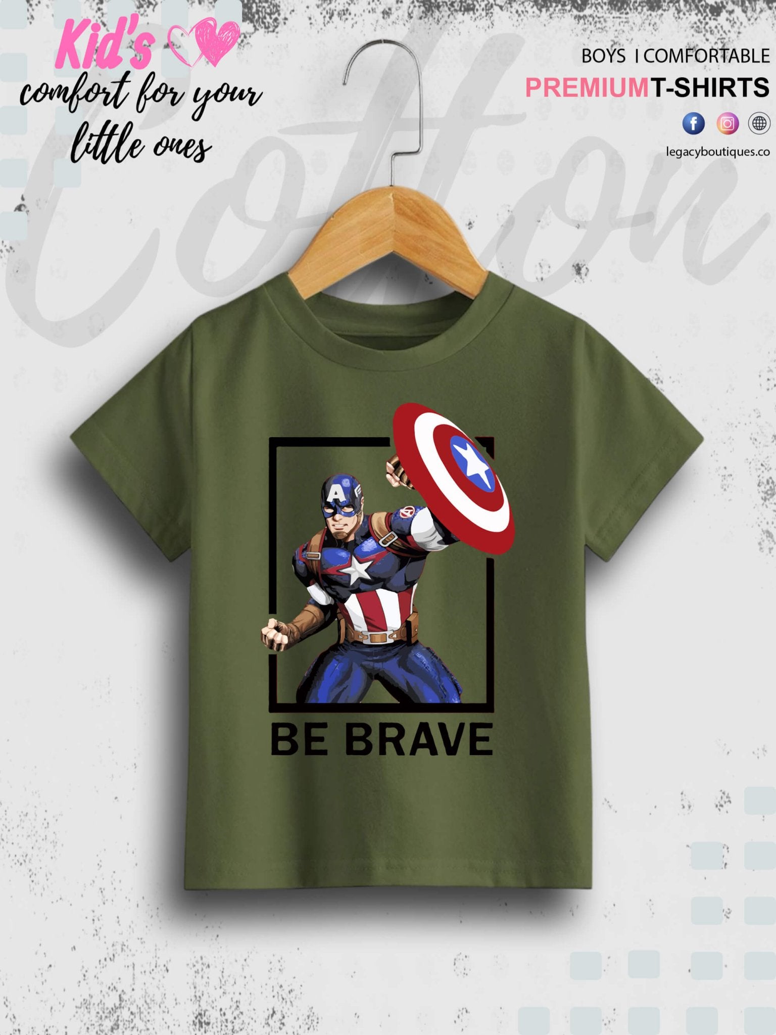 Captain America Be Brave 1 To 11 Year Kids Boys T-Shirt In Lowest Price Only In BD Legacy Boutiques Legacy Boutiques
