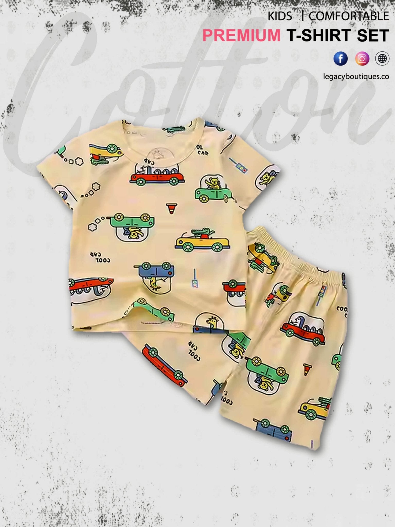 Car Printed Baby & Kids Super Comfy T-shirt Set Legacy Boutiques Legacy Boutiques