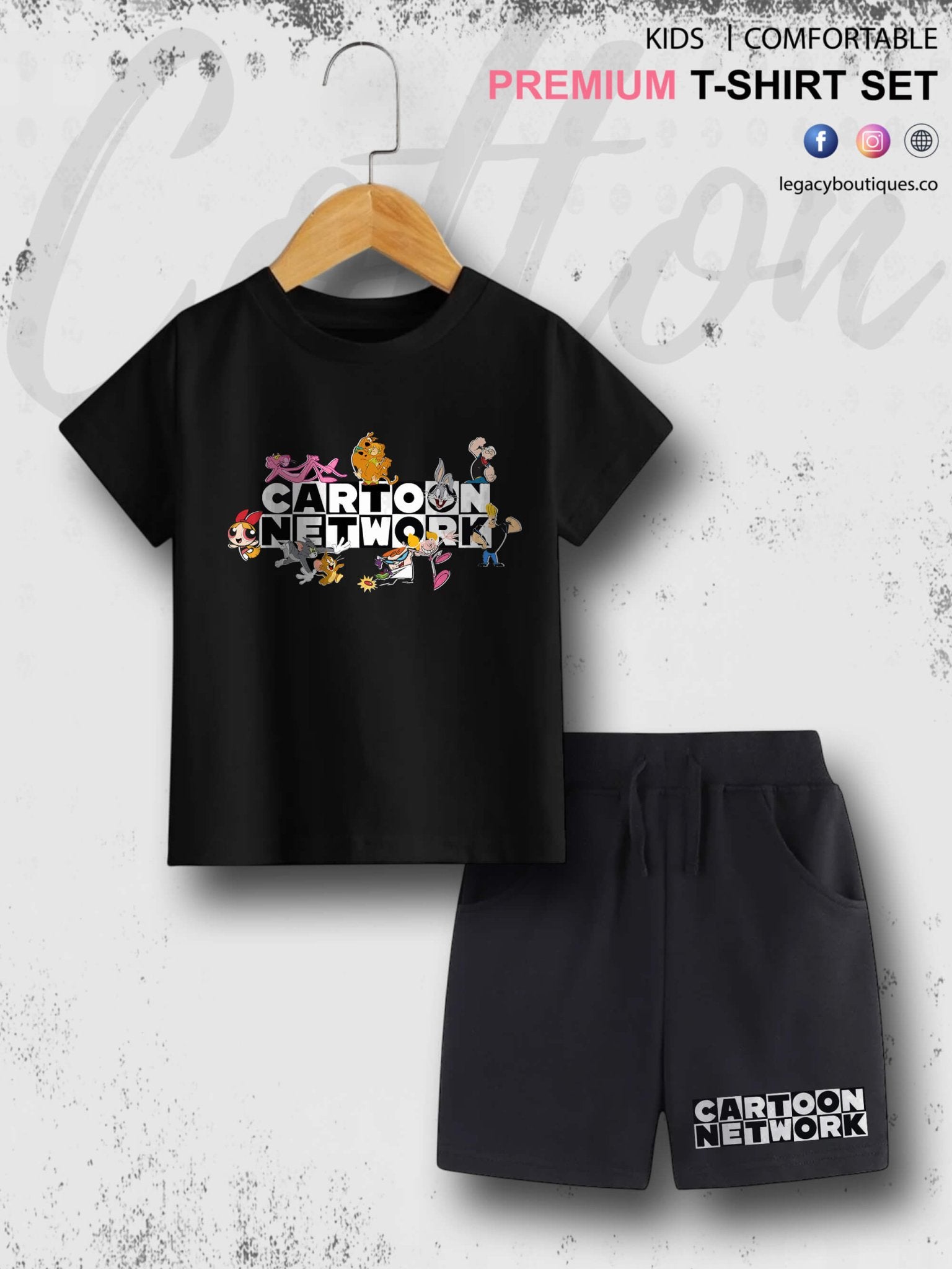 Cartoon Network Logo Characters Printed 6 Month To 6 Year Summer Time Baby & Kids Super Comfy T-shirt Set Legacy Boutiques Legacy Boutiques