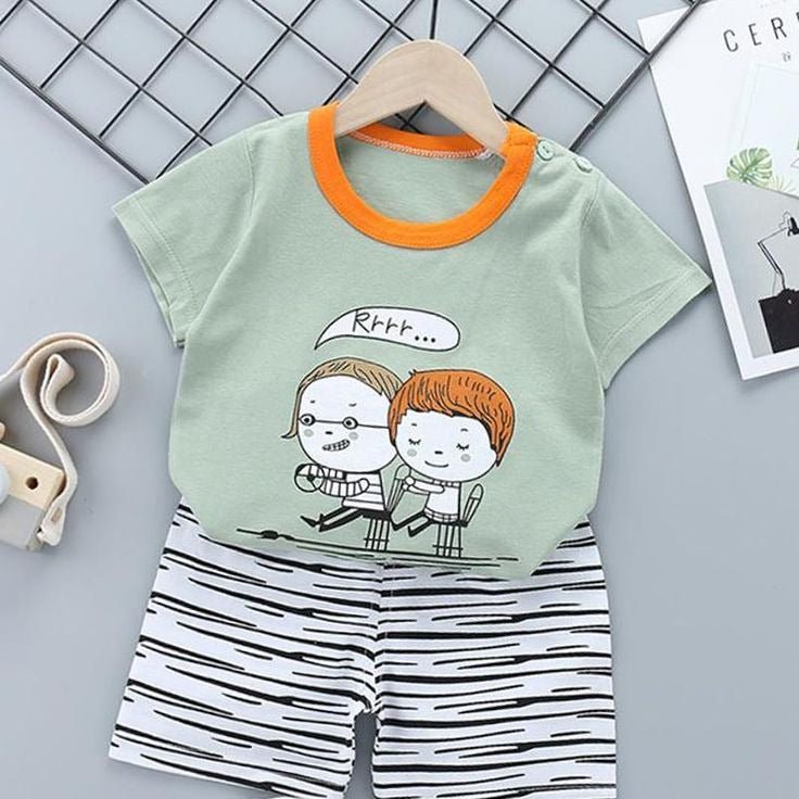 Cartoon Print Baby & Kids Comfortable T-shirt Set Legacy Boutiques Legacy Boutiques