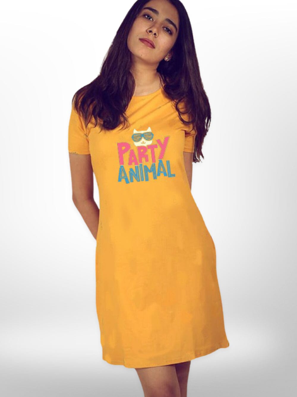 Cat With Party All time Printed Long T-shirt For Women&