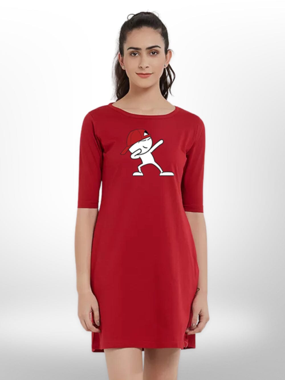 COOLNESS PRINT T - SHIRT THREE QUARTER SLEEVE SIDE POCKET FOR WOMEN&