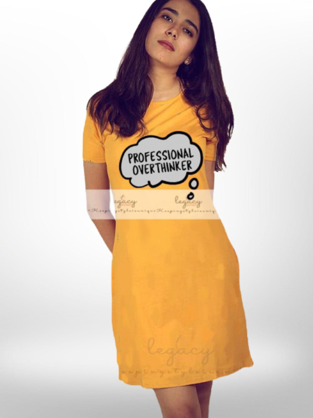 Cotton T shirt Overthinker Printed Long T-shirt For Women&