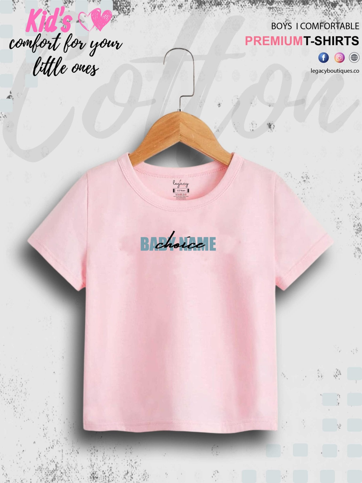 Custom baby name cotton kids t - Shirt 1 To 11 Years Legacy Boutiques Legacy Boutiques