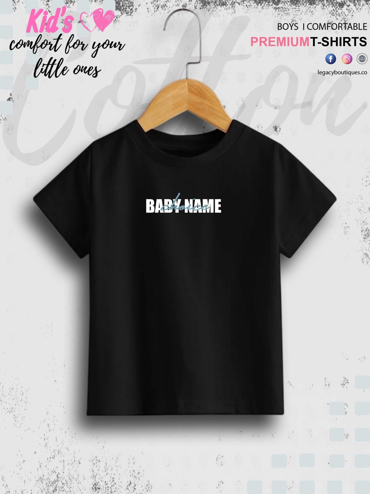 Custom baby name cotton kids t - Shirt 1 To 11 Years Legacy Boutiques Legacy Boutiques