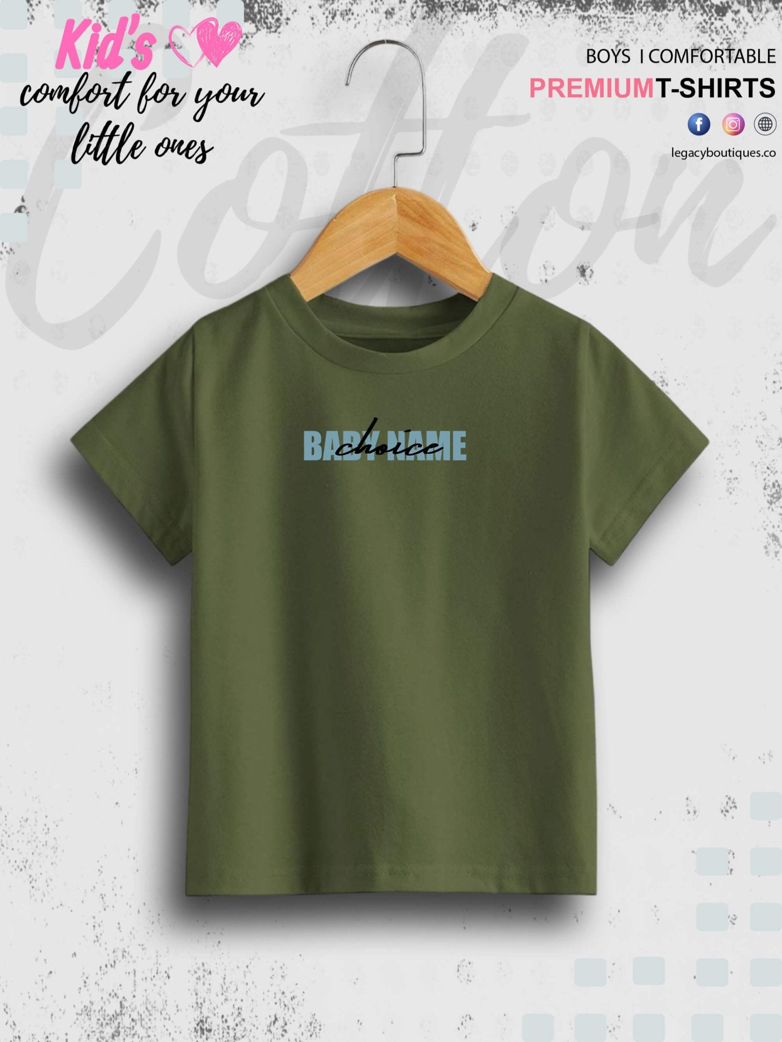 Custom baby name cotton kids t - Shirt 1 To 11 Years Legacy Boutiques Legacy Boutiques