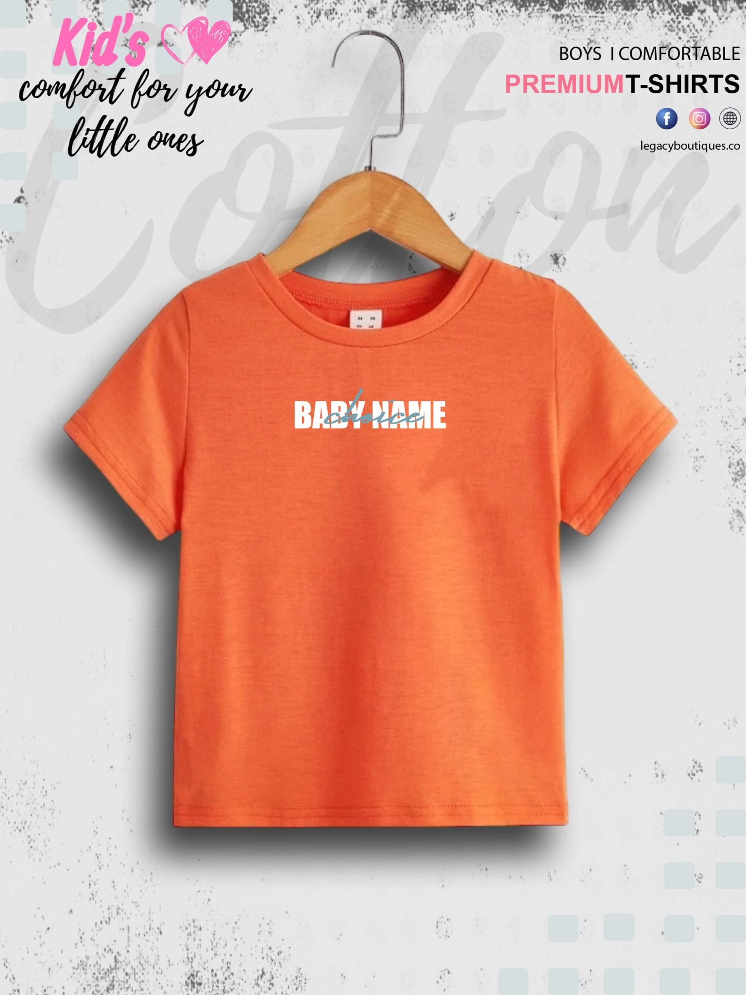 Custom baby name cotton kids t - Shirt 1 To 11 Years Legacy Boutiques Legacy Boutiques