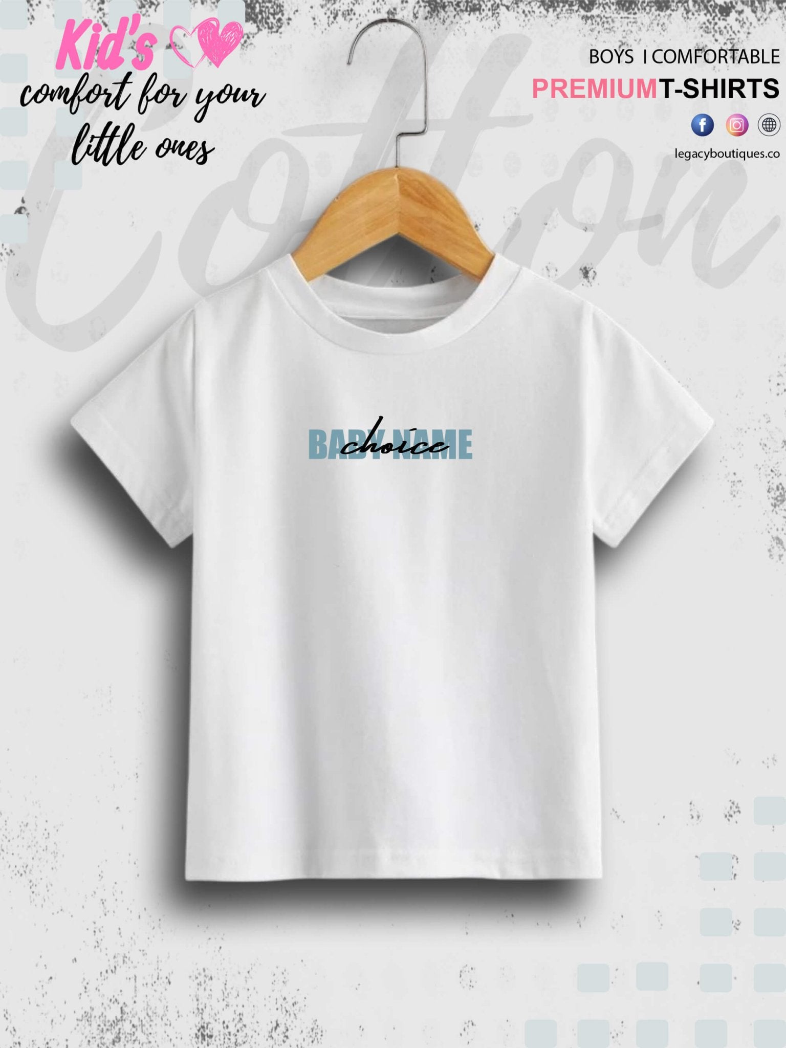Custom baby name cotton kids t - Shirt 1 To 11 Years Legacy Boutiques Legacy Boutiques