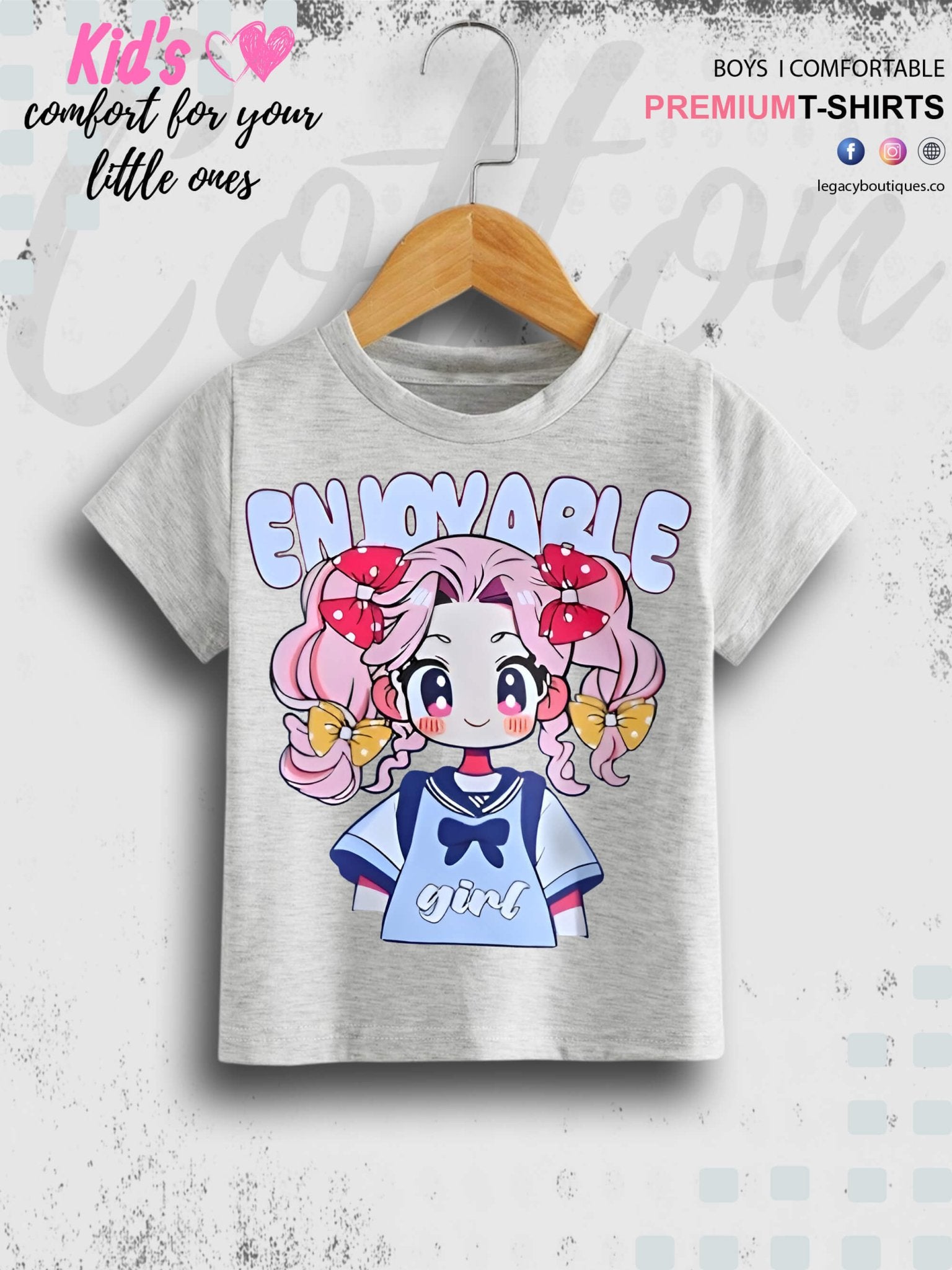 Cute Enjoyble Girl Print Short Sleeve Girly T-Shirt Legacy Boutiques Legacy Boutiques