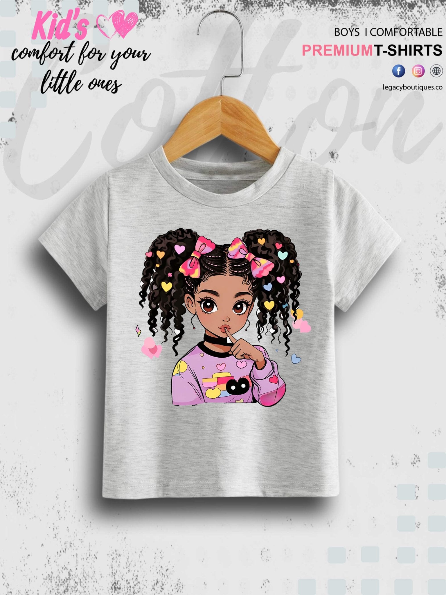 Cute Ponytail Girl Printed 1 To 11 Year Girls Summer Time T-Shirt In Lowest Price Only In BD Legacy Boutiques Legacy Boutiques