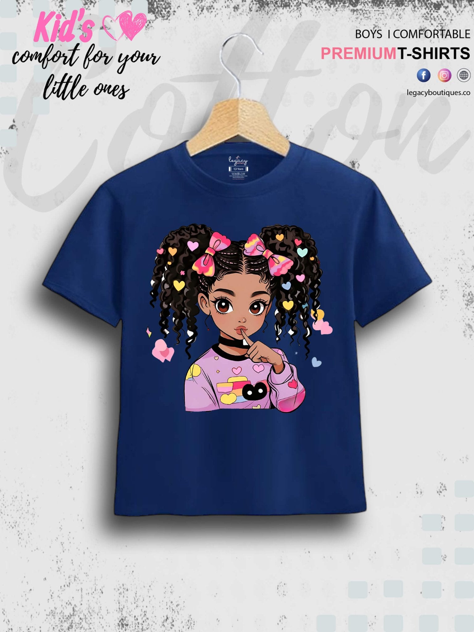 Cute Ponytail Girl Printed 1 To 11 Year Girls Summer Time T-Shirt In Lowest Price Only In BD Legacy Boutiques Legacy Boutiques