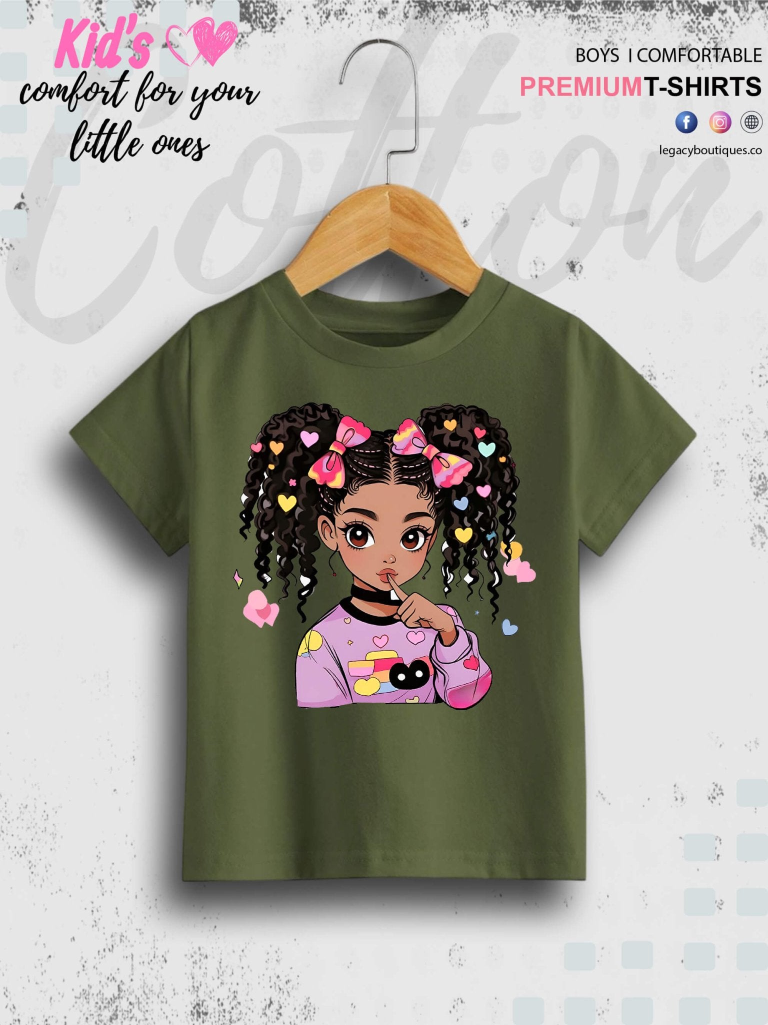 Cute Ponytail Girl Printed 1 To 11 Year Girls Summer Time T-Shirt In Lowest Price Only In BD Legacy Boutiques Legacy Boutiques