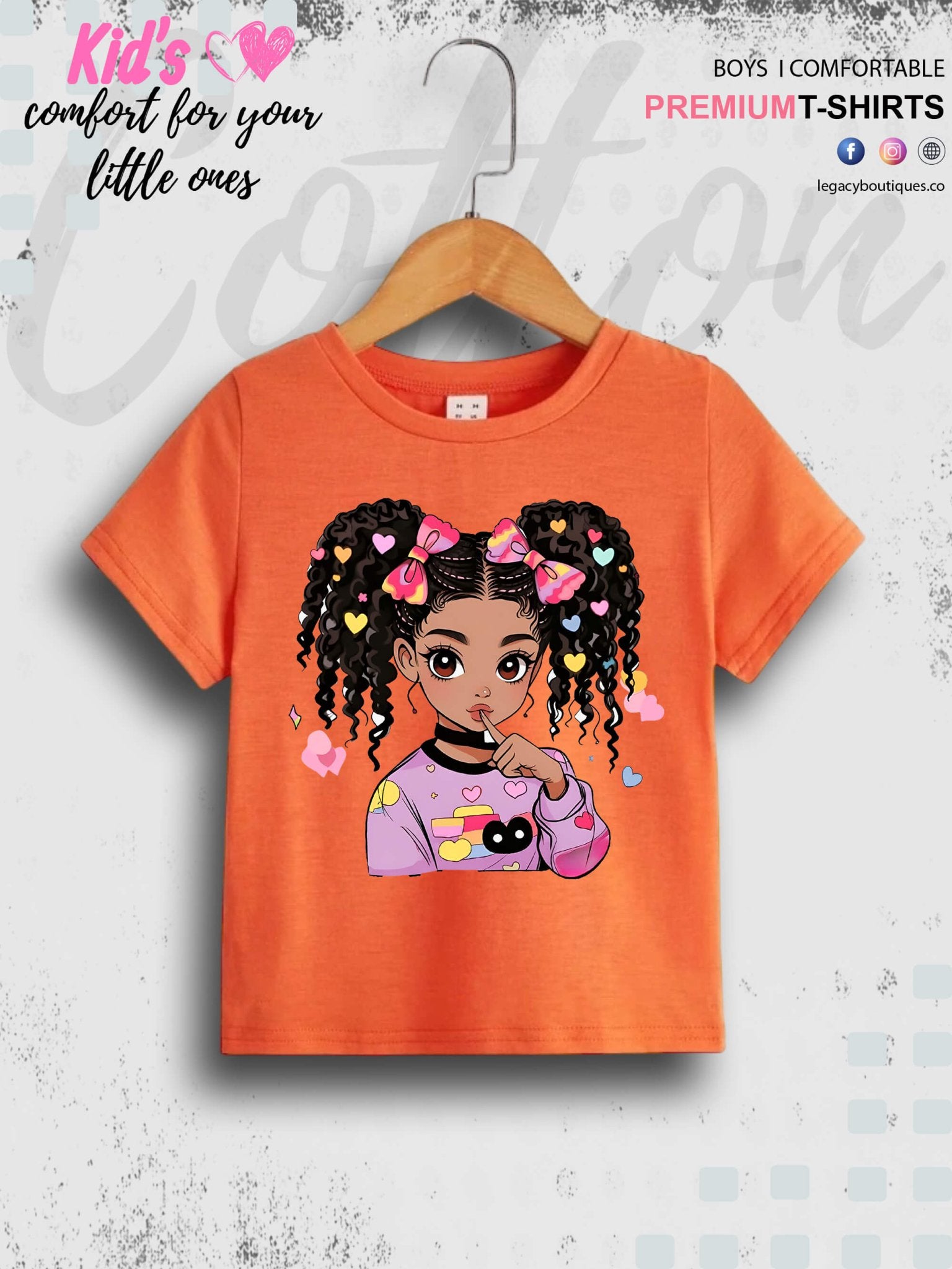 Cute Ponytail Girl Printed 1 To 11 Year Girls Summer Time T-Shirt In Lowest Price Only In BD Legacy Boutiques Legacy Boutiques