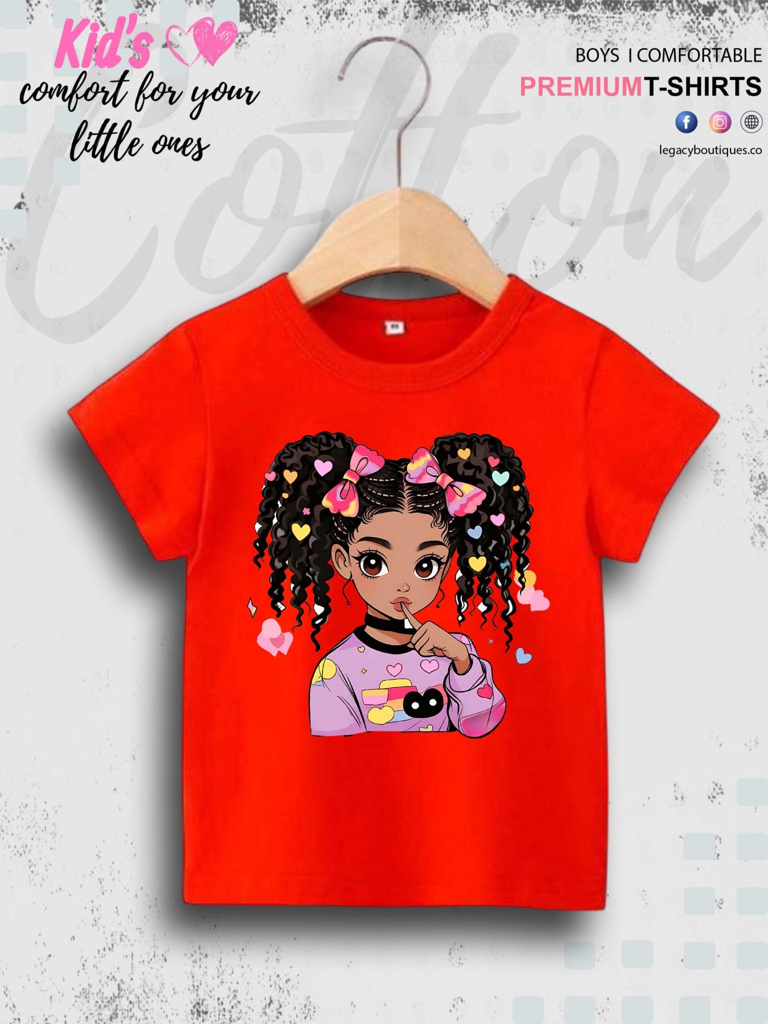 Cute Ponytail Girl Printed 1 To 11 Year Girls Summer Time T-Shirt In Lowest Price Only In BD Legacy Boutiques Legacy Boutiques