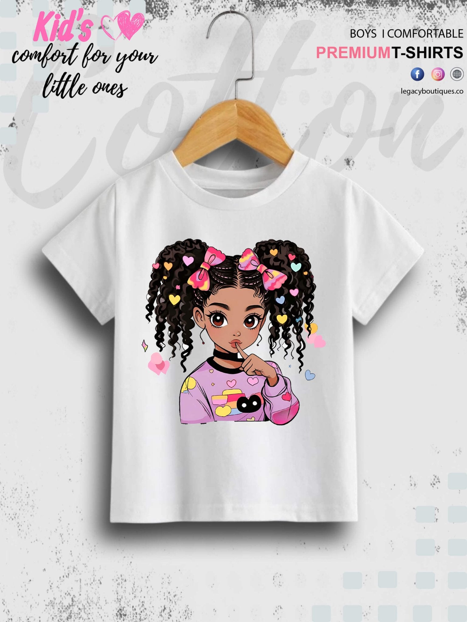 Cute Ponytail Girl Printed 1 To 11 Year Girls Summer Time T-Shirt In Lowest Price Only In BD Legacy Boutiques Legacy Boutiques