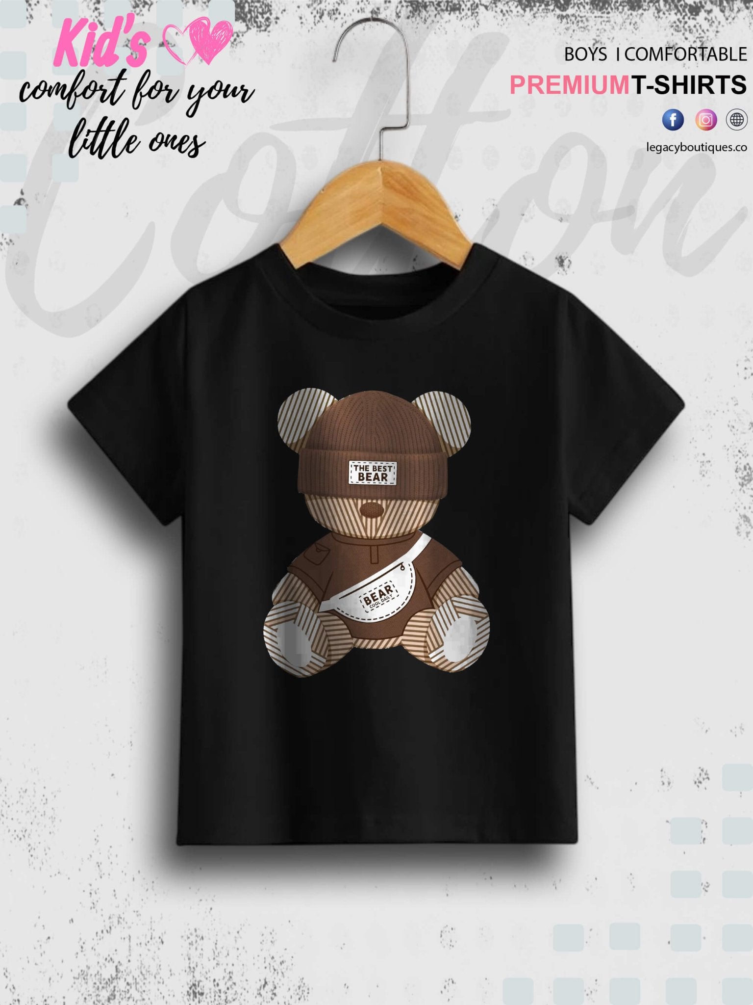 Cute Teddy Bear Printed 1 To 11 Year Baby Boys Summer Time T-Shirt In Lowest Price Only In BD Legacy Boutiques Legacy Boutiques