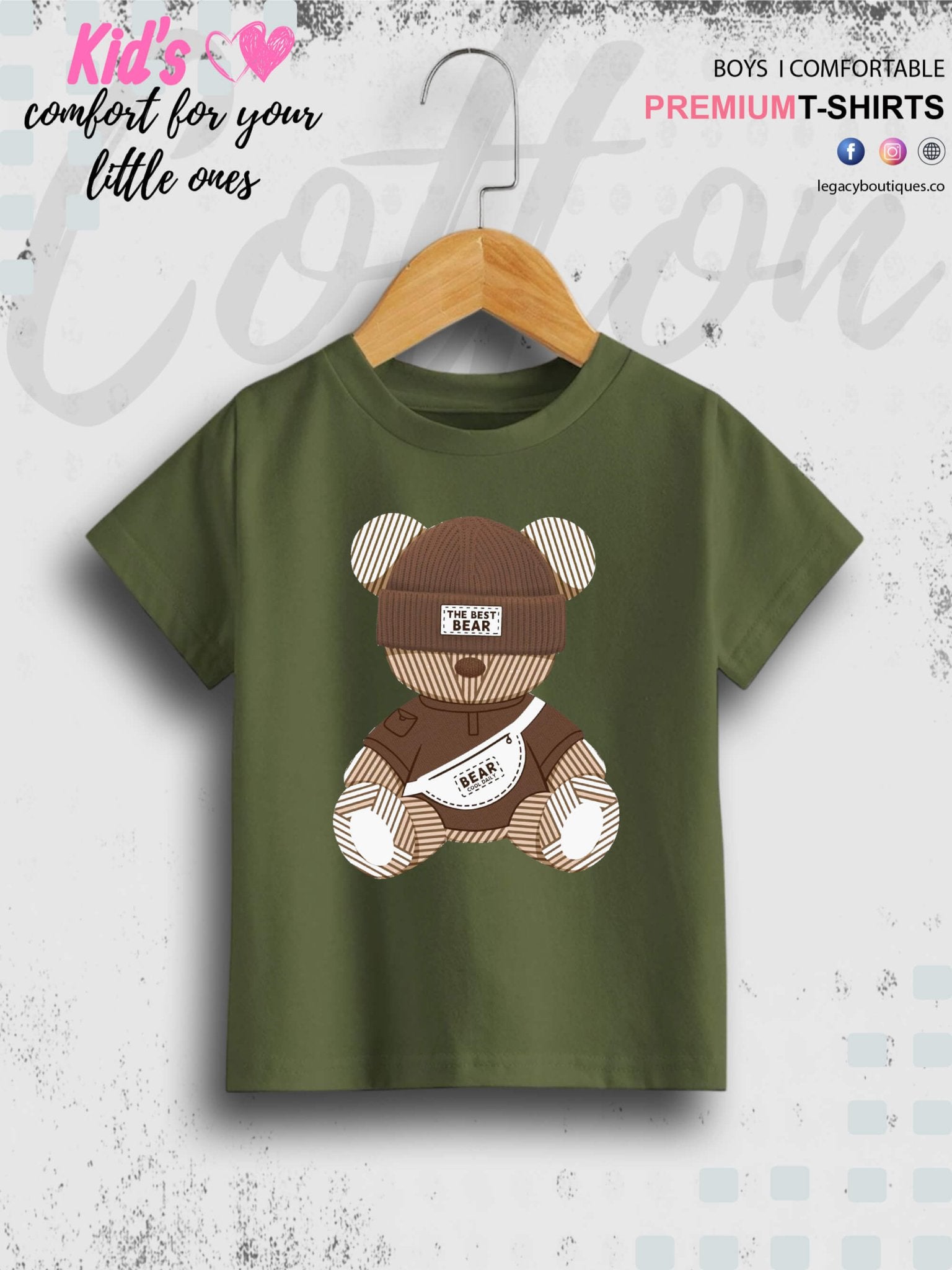 Cute Teddy Bear Printed 1 To 11 Year Baby Boys Summer Time T-Shirt In Lowest Price Only In BD Legacy Boutiques Legacy Boutiques