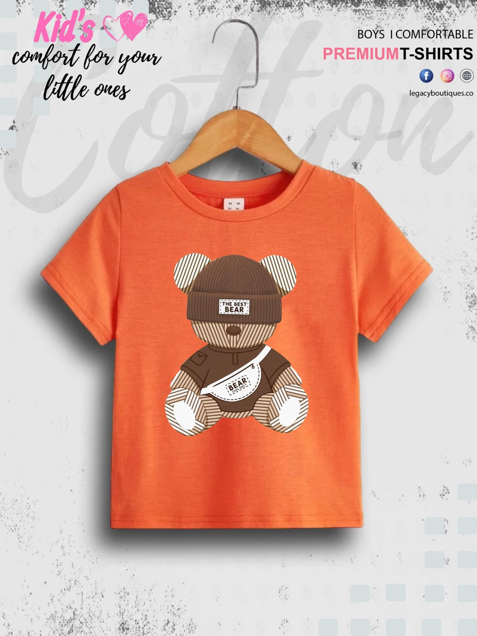 Cute Teddy Bear Printed 1 To 11 Year Baby Boys Summer Time T-Shirt In Lowest Price Only In BD Legacy Boutiques Legacy Boutiques