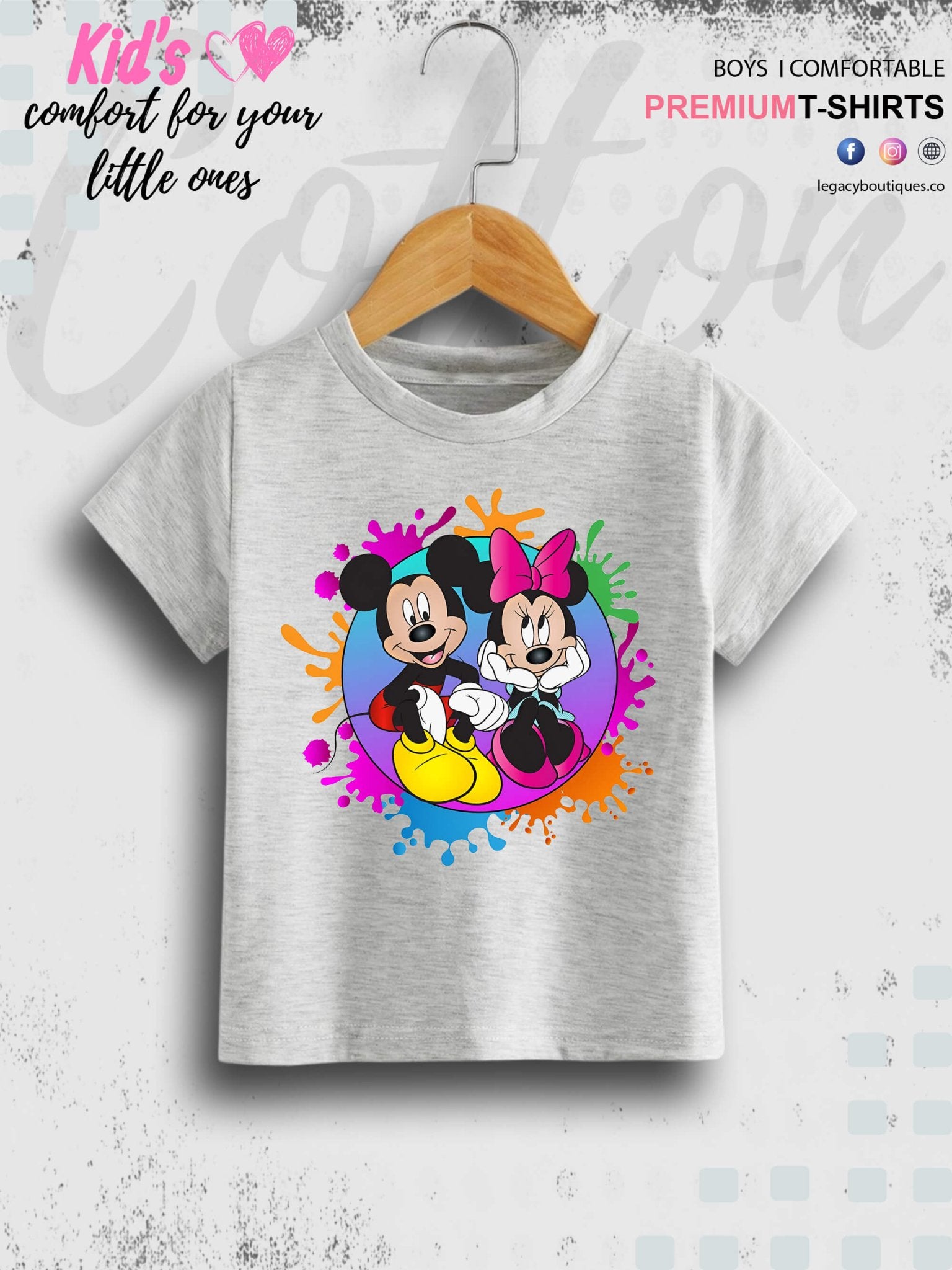 Disney Little Mickey And Minnie Cartoon Printed Casual 1 To 11 Year Kids Boys Summer Time T-Shirt In Lowest Price Only In BD Legacy Boutiques Legacy Boutiques