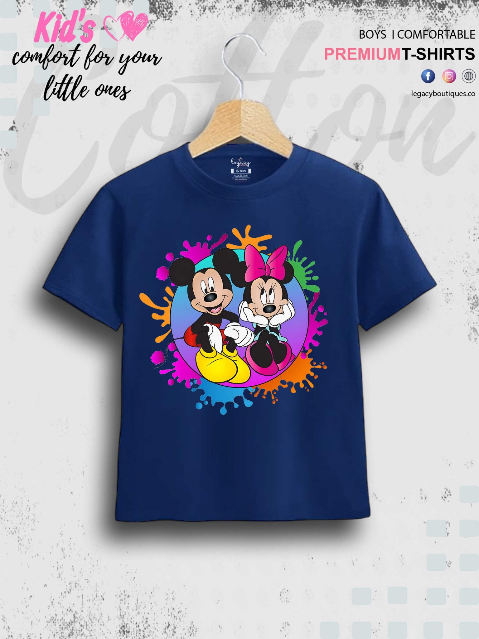 Disney Little Mickey And Minnie Cartoon Printed Casual 1 To 11 Year Kids Boys Summer Time T-Shirt In Lowest Price Only In BD Legacy Boutiques Legacy Boutiques