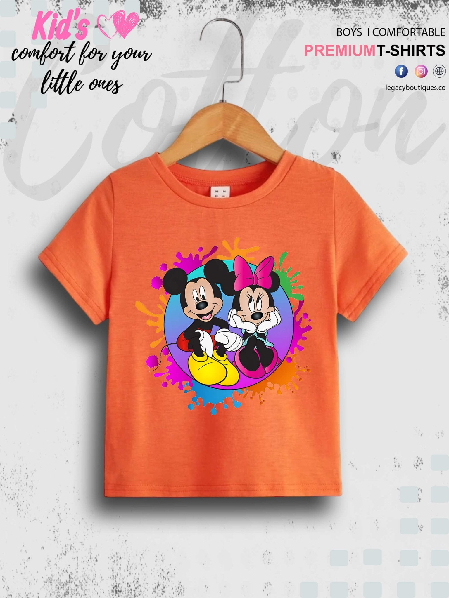 Disney Little Mickey And Minnie Cartoon Printed Casual 1 To 11 Year Kids Boys Summer Time T-Shirt In Lowest Price Only In BD Legacy Boutiques Legacy Boutiques