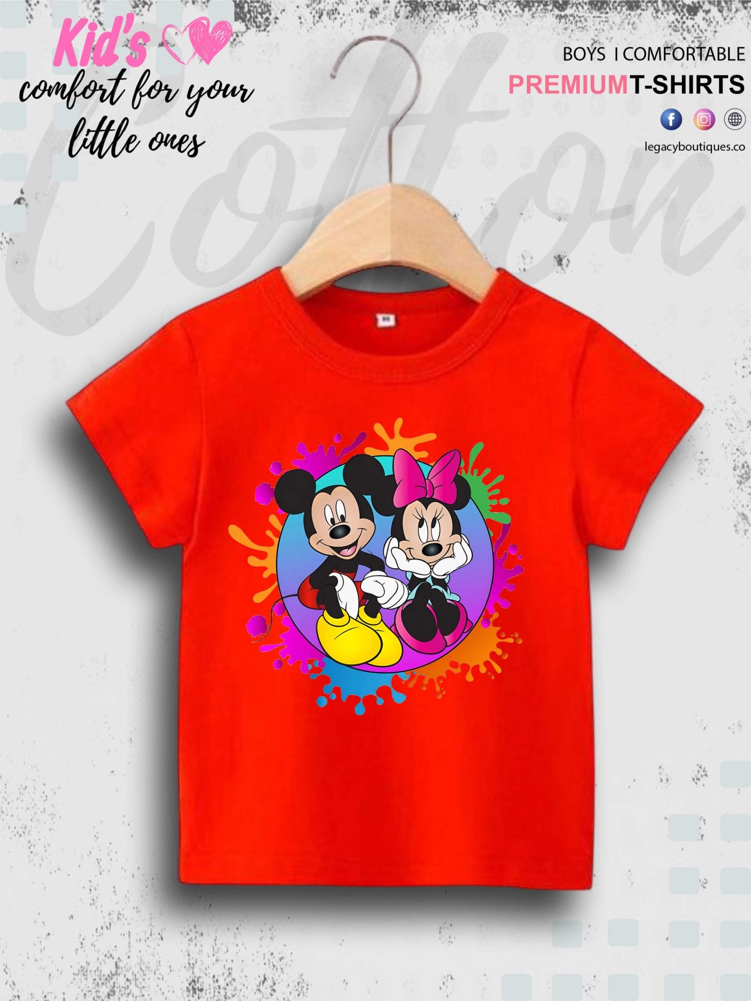 Disney Little Mickey And Minnie Cartoon Printed Casual 1 To 11 Year Kids Boys Summer Time T-Shirt In Lowest Price Only In BD Legacy Boutiques Legacy Boutiques