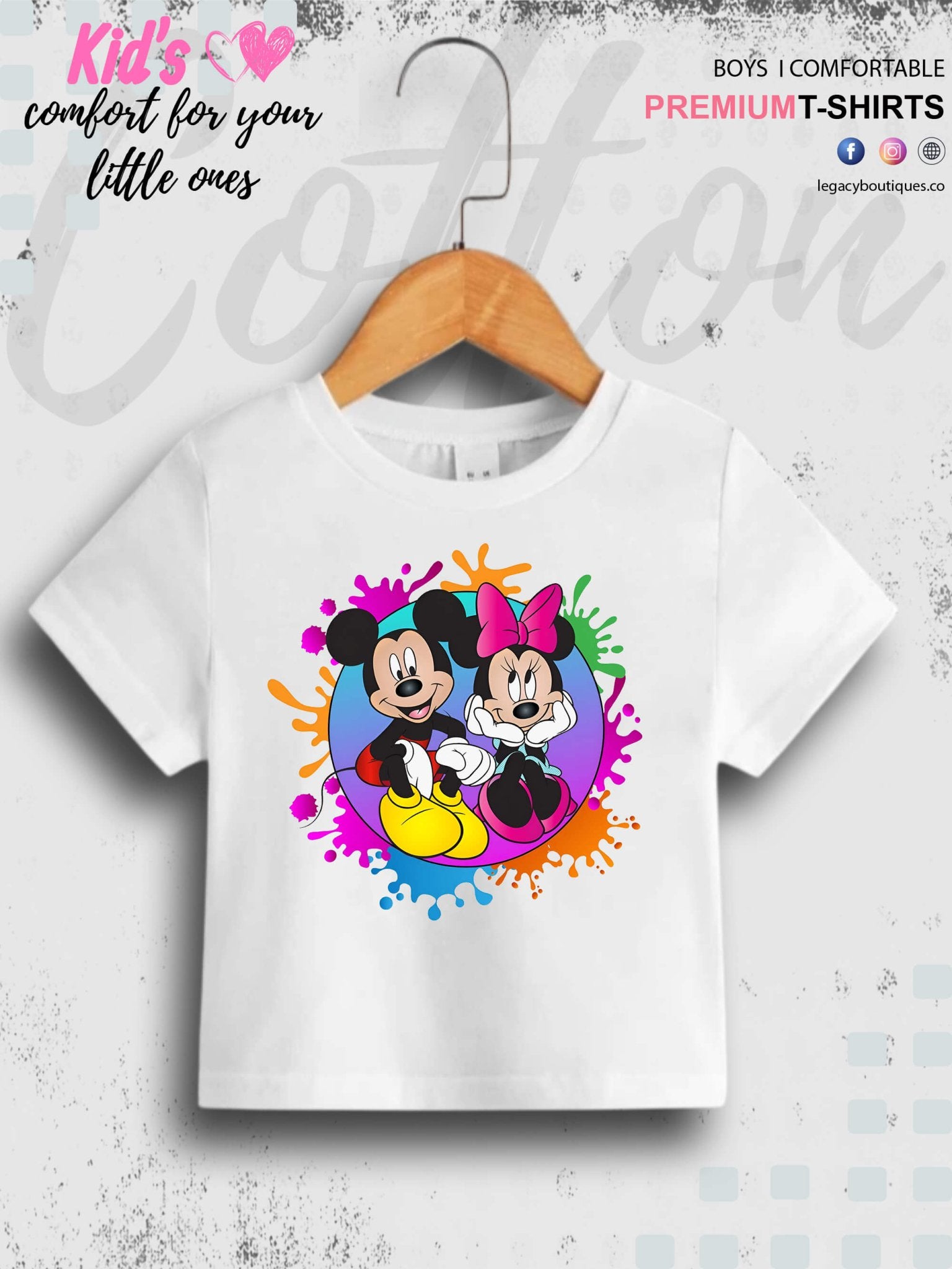 Disney Little Mickey And Minnie Cartoon Printed Casual 1 To 11 Year Kids Boys Summer Time T-Shirt In Lowest Price Only In BD Legacy Boutiques Legacy Boutiques