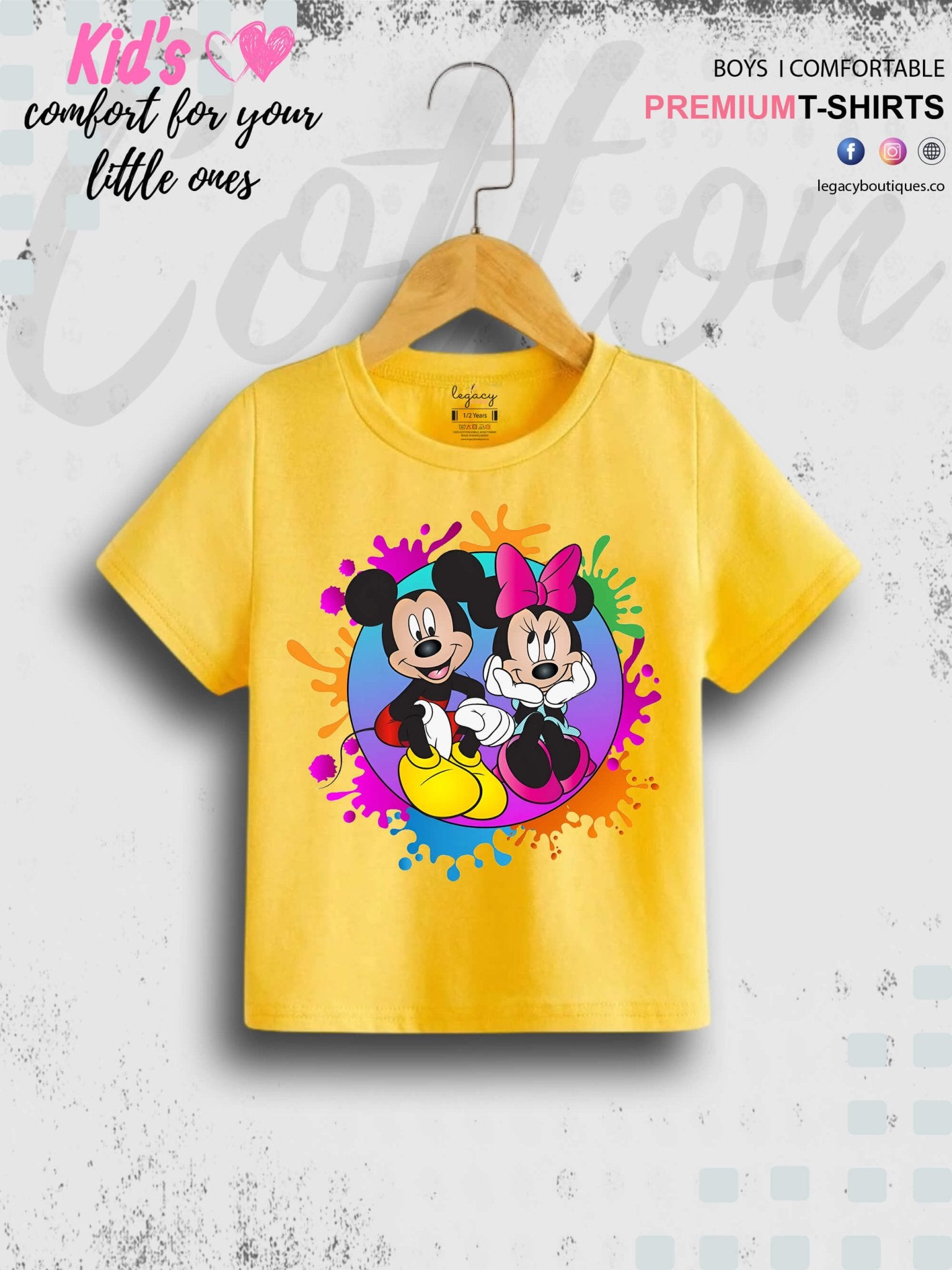 Disney Little Mickey And Minnie Cartoon Printed Casual 1 To 11 Year Kids Boys Summer Time T-Shirt In Lowest Price Only In BD Legacy Boutiques Legacy Boutiques