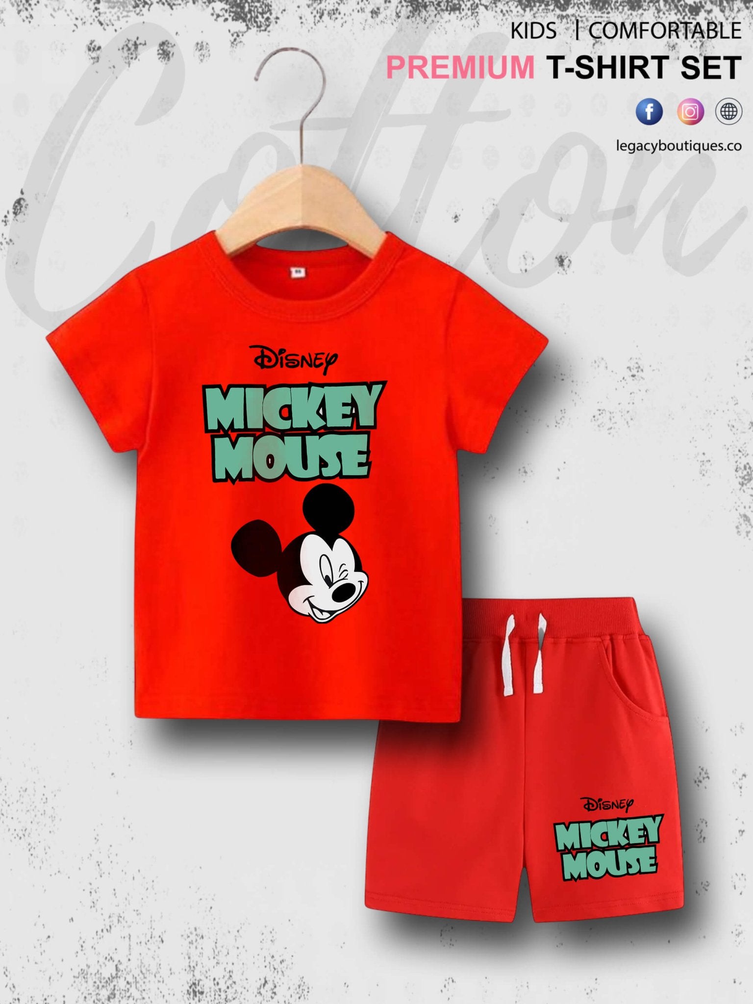 Disney Mickey Mouse Print 6 Month To 6 Year Summer Time Baby & Kids Super Comfy T-shirt Set Legacy Boutiques Legacy Boutiques