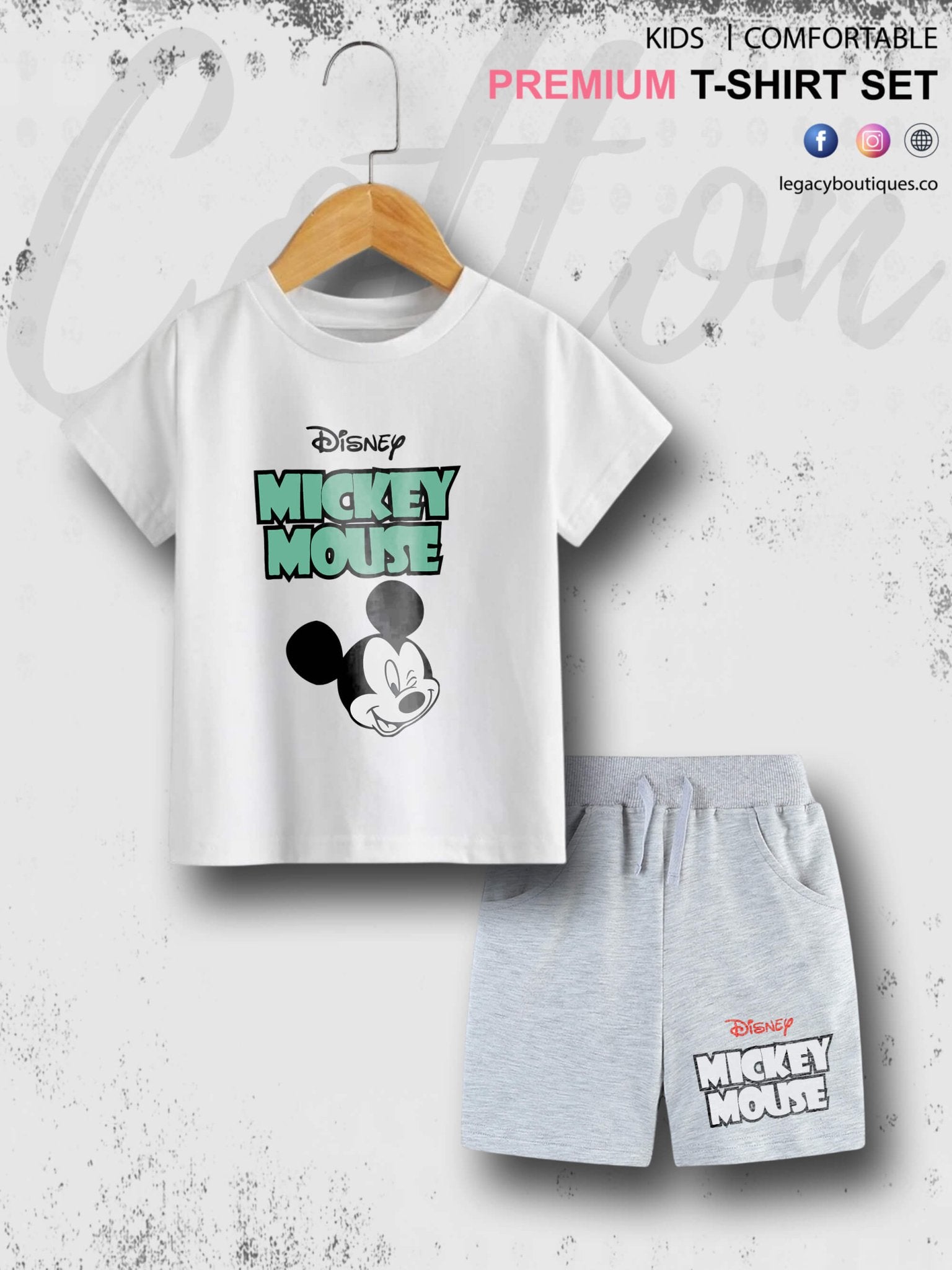 Disney Mickey Mouse Print 6 Month To 6 Year Summer Time Baby & Kids Super Comfy T-shirt Set Legacy Boutiques Legacy Boutiques