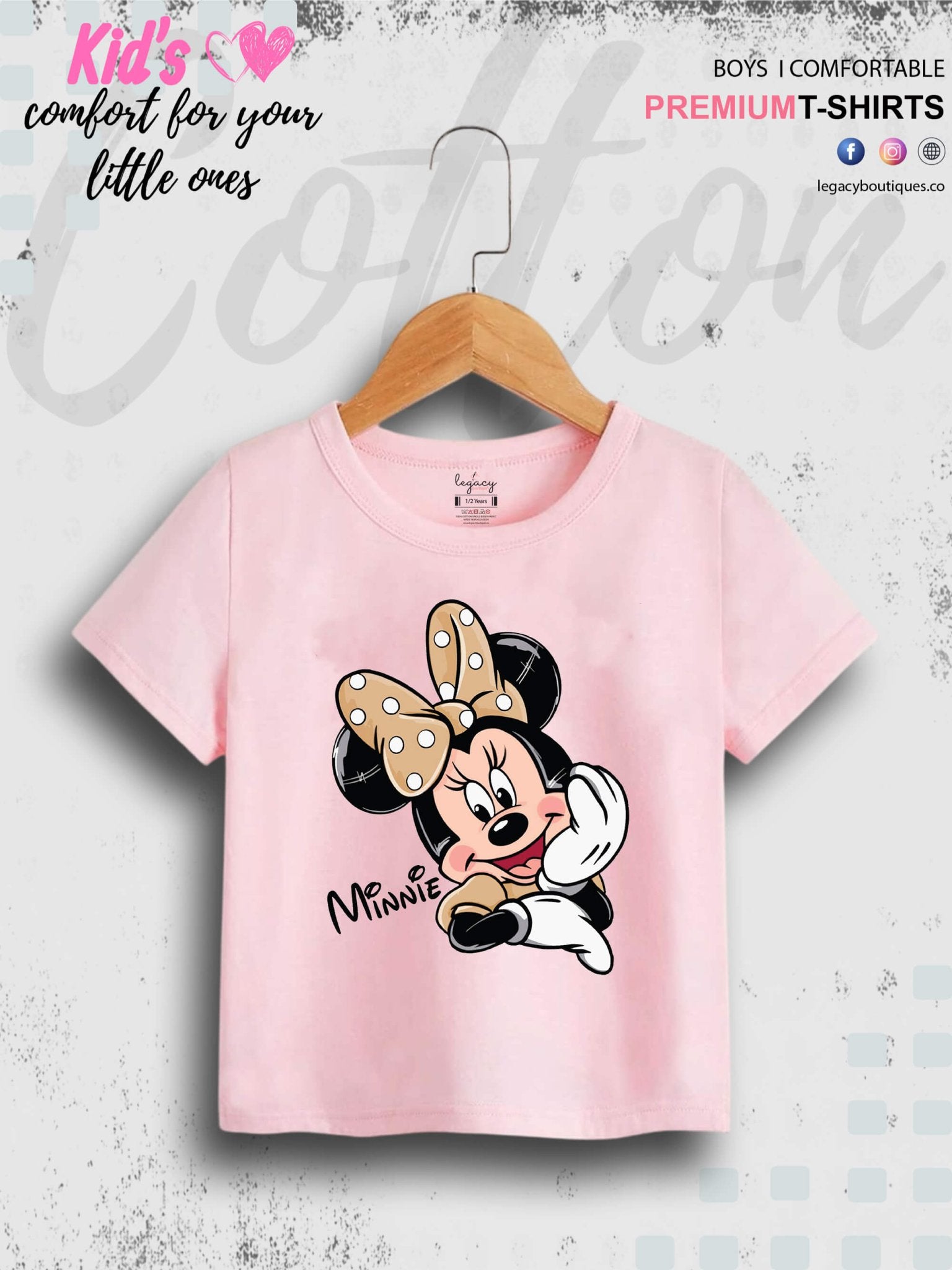 Disney Minni Face Printed 1 To 11 Year Baby Girls Summer Time T-Shirt In Lowest Price Only In BD Legacy Boutiques Legacy Boutiques