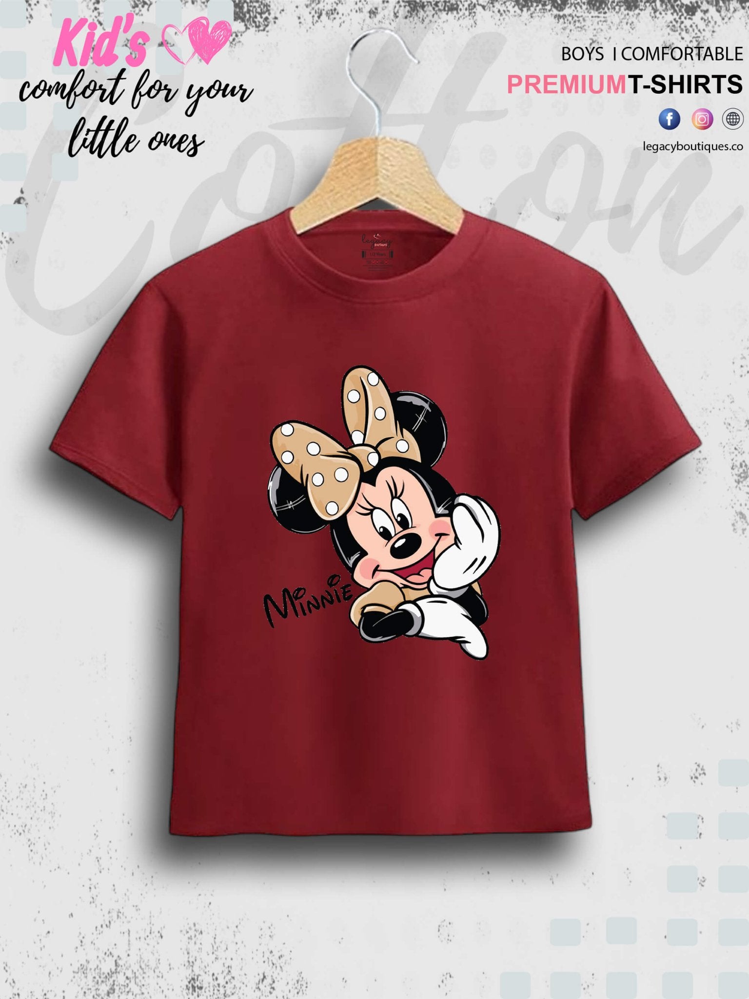 Disney Minni Face Printed 1 To 11 Year Baby Girls Summer Time T-Shirt In Lowest Price Only In BD Legacy Boutiques Legacy Boutiques