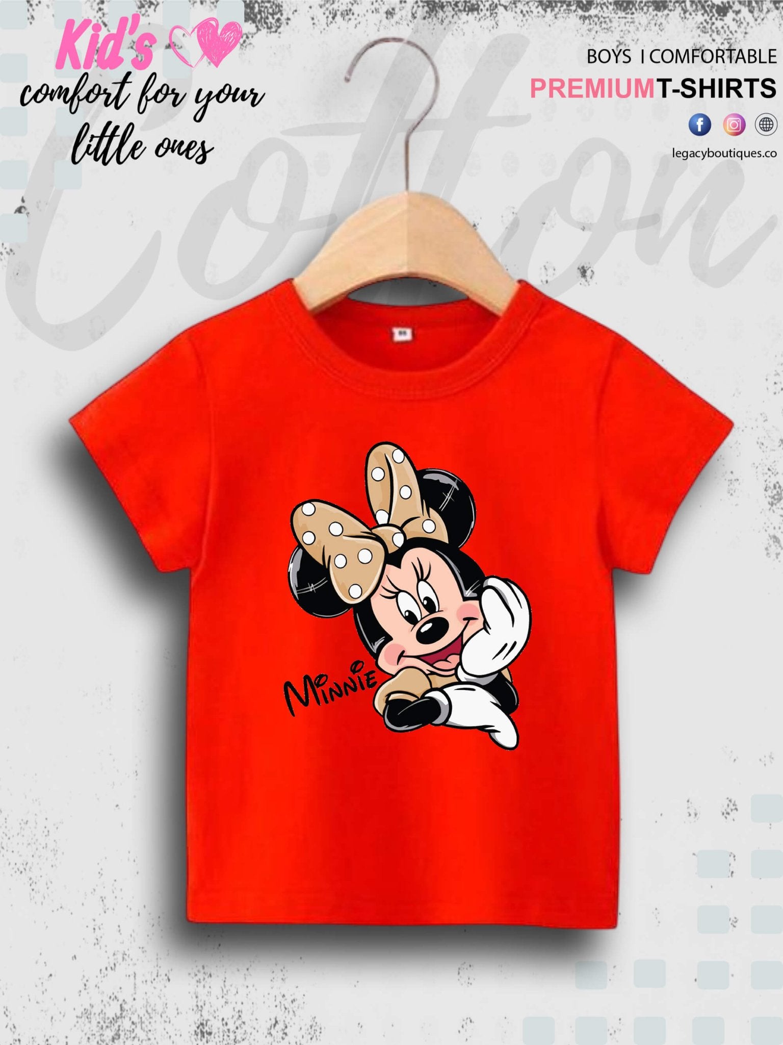 Disney Minni Face Printed 1 To 11 Year Baby Girls Summer Time T-Shirt In Lowest Price Only In BD Legacy Boutiques Legacy Boutiques