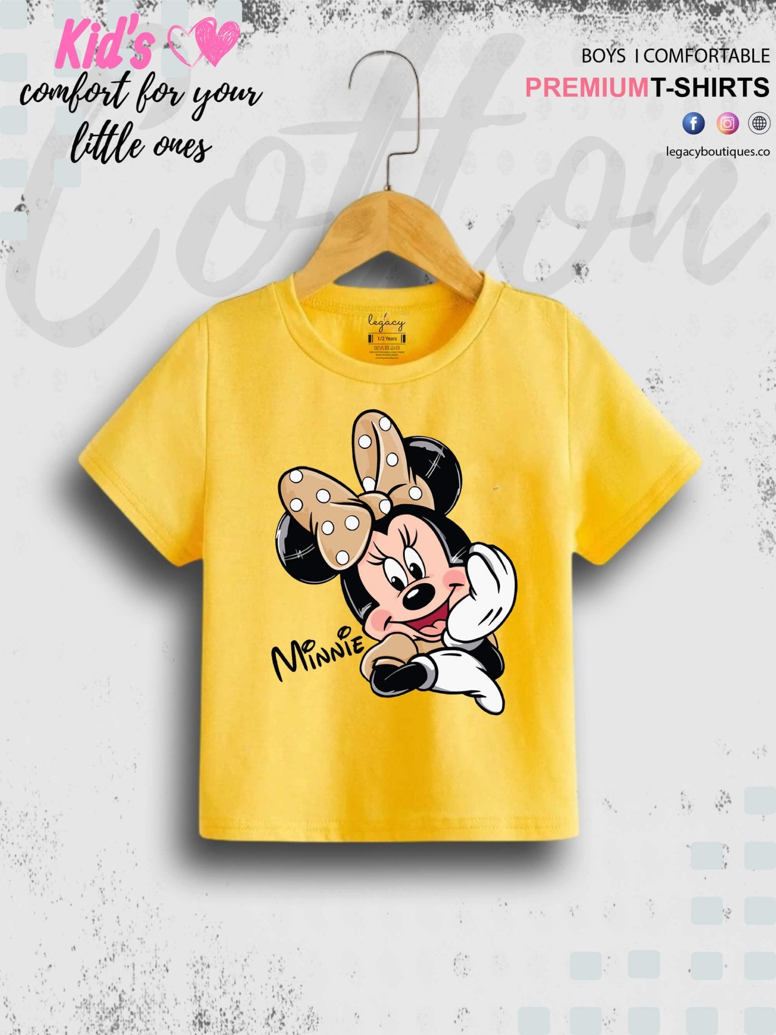 Disney Minni Face Printed 1 To 11 Year Baby Girls Summer Time T-Shirt In Lowest Price Only In BD Legacy Boutiques Legacy Boutiques