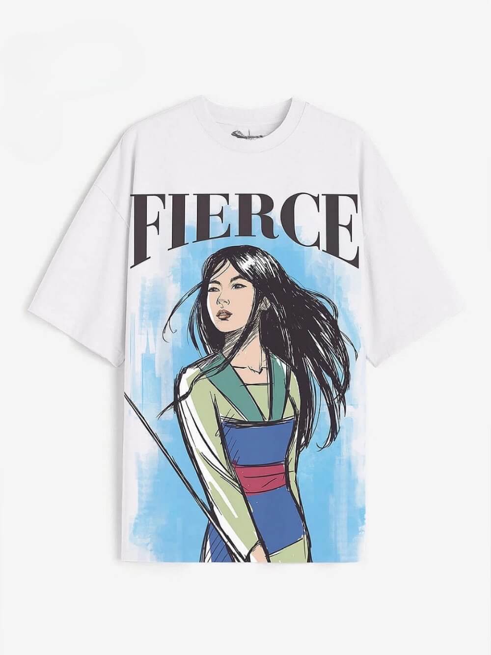Disney Mulan Fierce Printed Premium Quality Womens Drop Shoulder T shirt Legacy Boutiques Dhaka Legacy Boutiques Legacy Boutiques