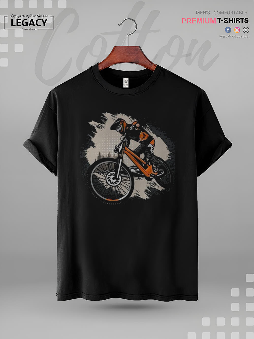 Downhill Mountain Bike Print High Quality Men&
