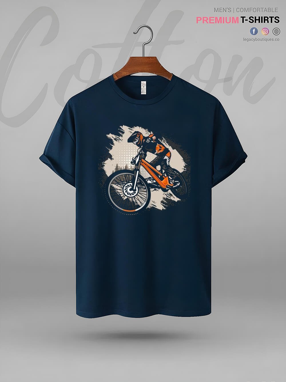 Downhill Mountain Bike Print High Quality Men&